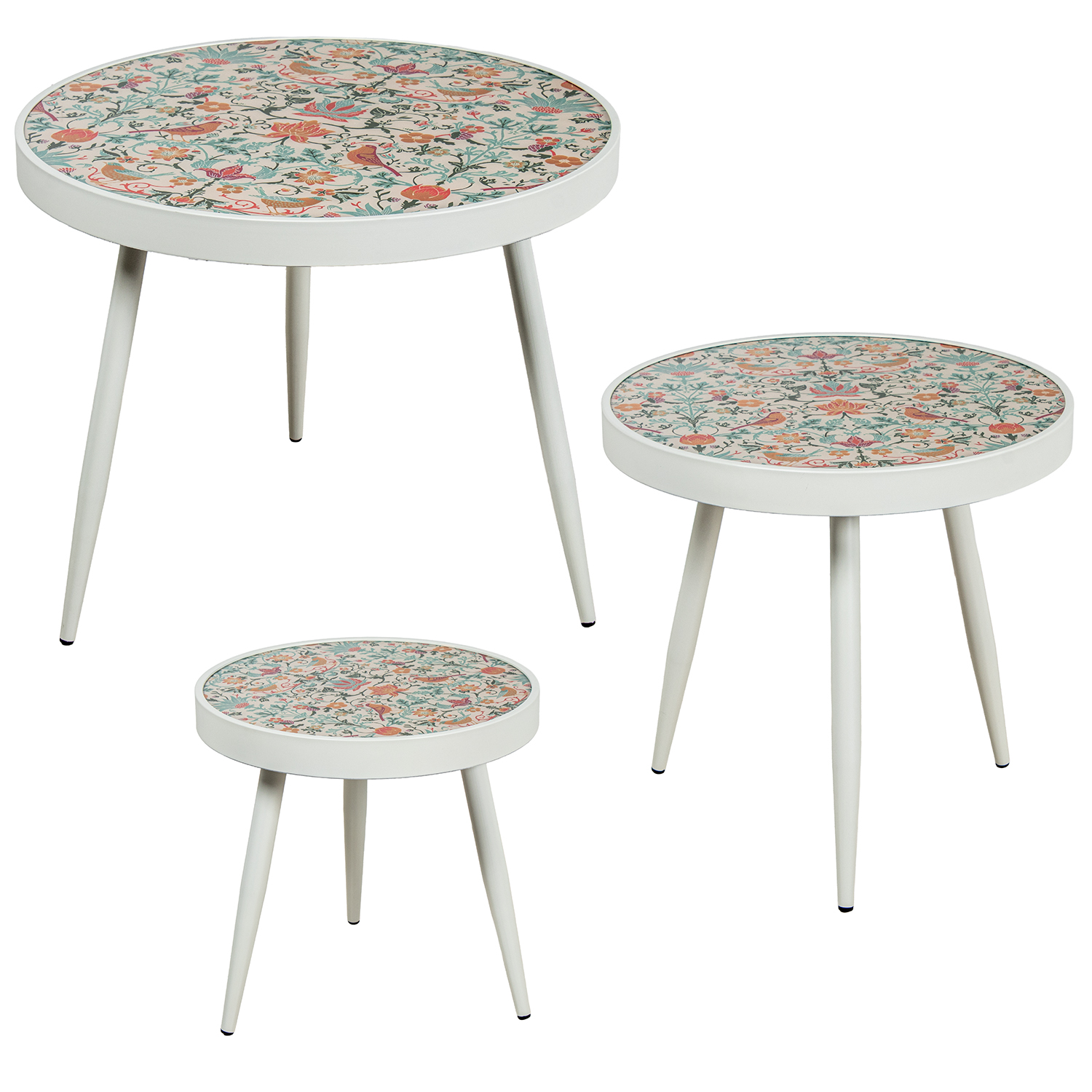 SET 3 MESAS AUXILIARES MDF BLAADAS DECORADAS