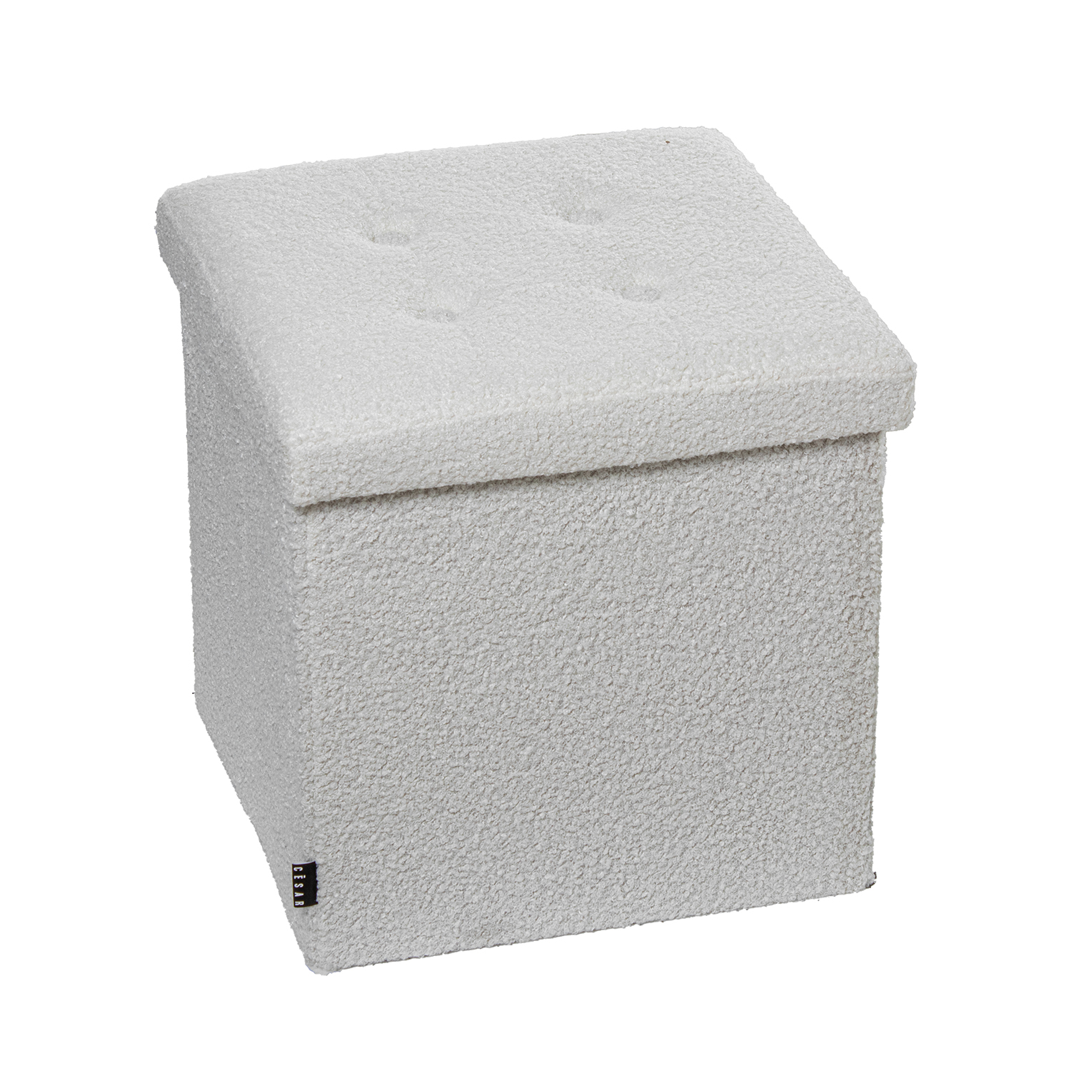 PUF PLEGABLE POLIÉSTER BLANCO ALMACENAJE