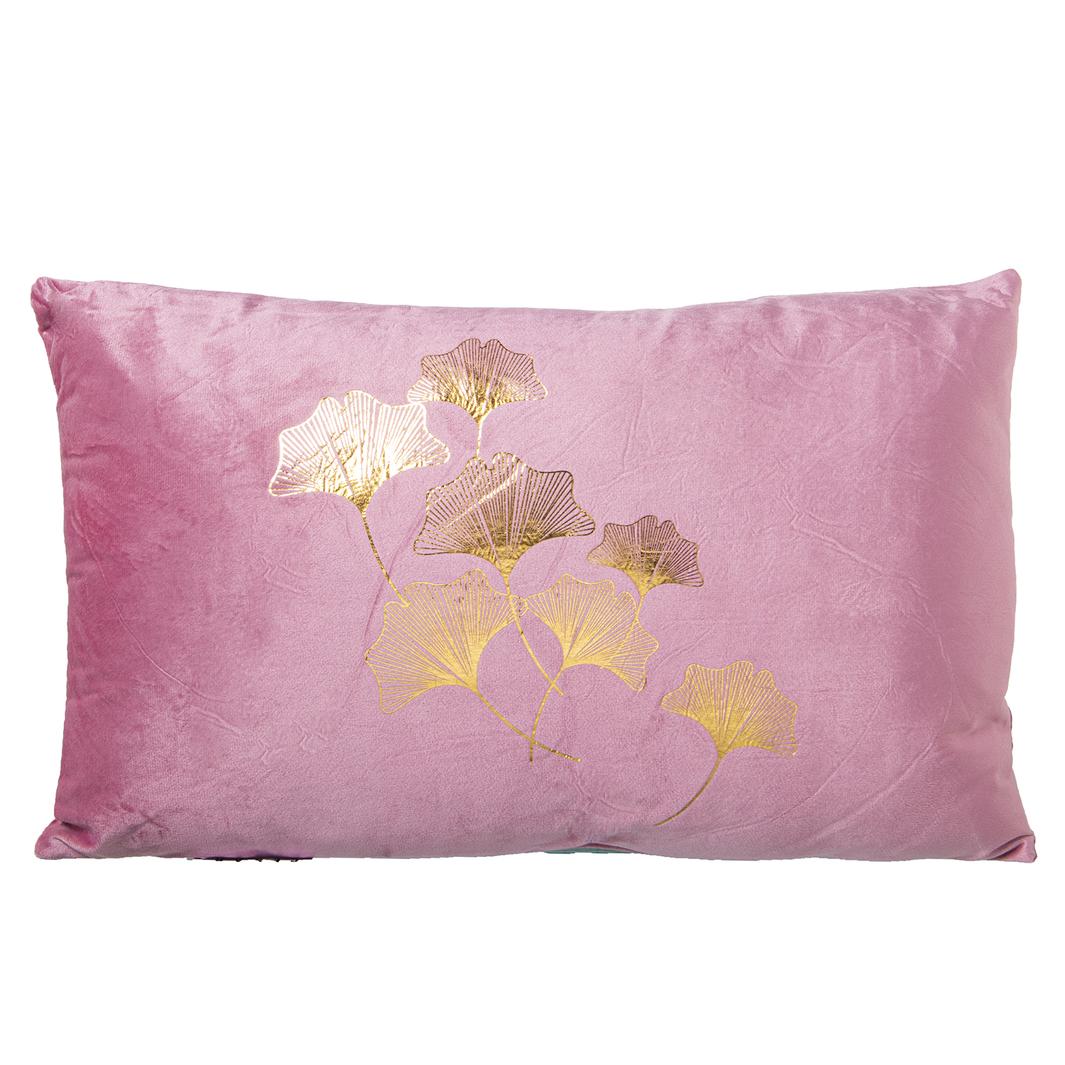 COJÍN TERCIOPELO ROSA/DORADO50X45CM C/CREMALLERA