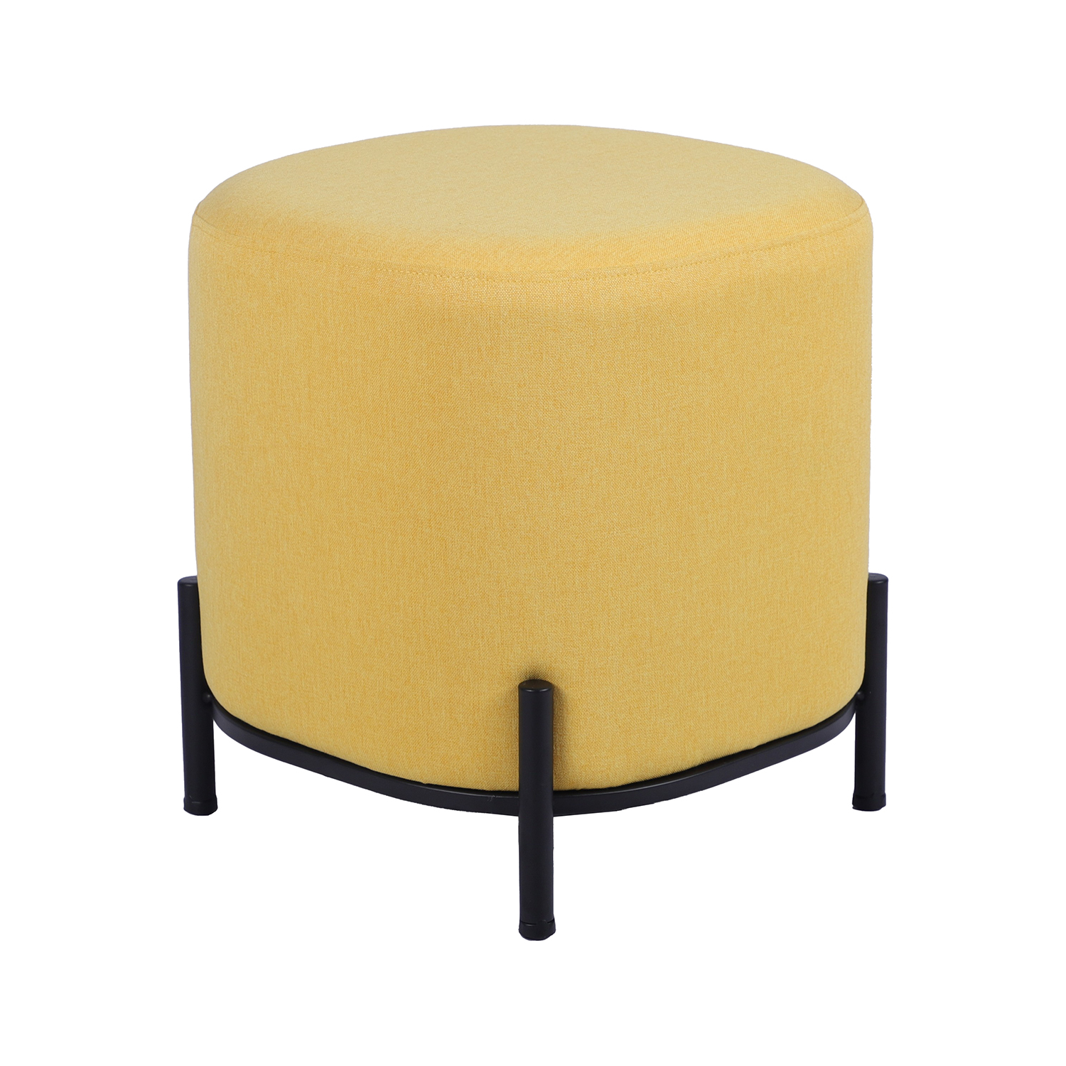 PUF TAPIZADO AMARILLO C/PATASNATURAL, PATAS METAL NEGRO