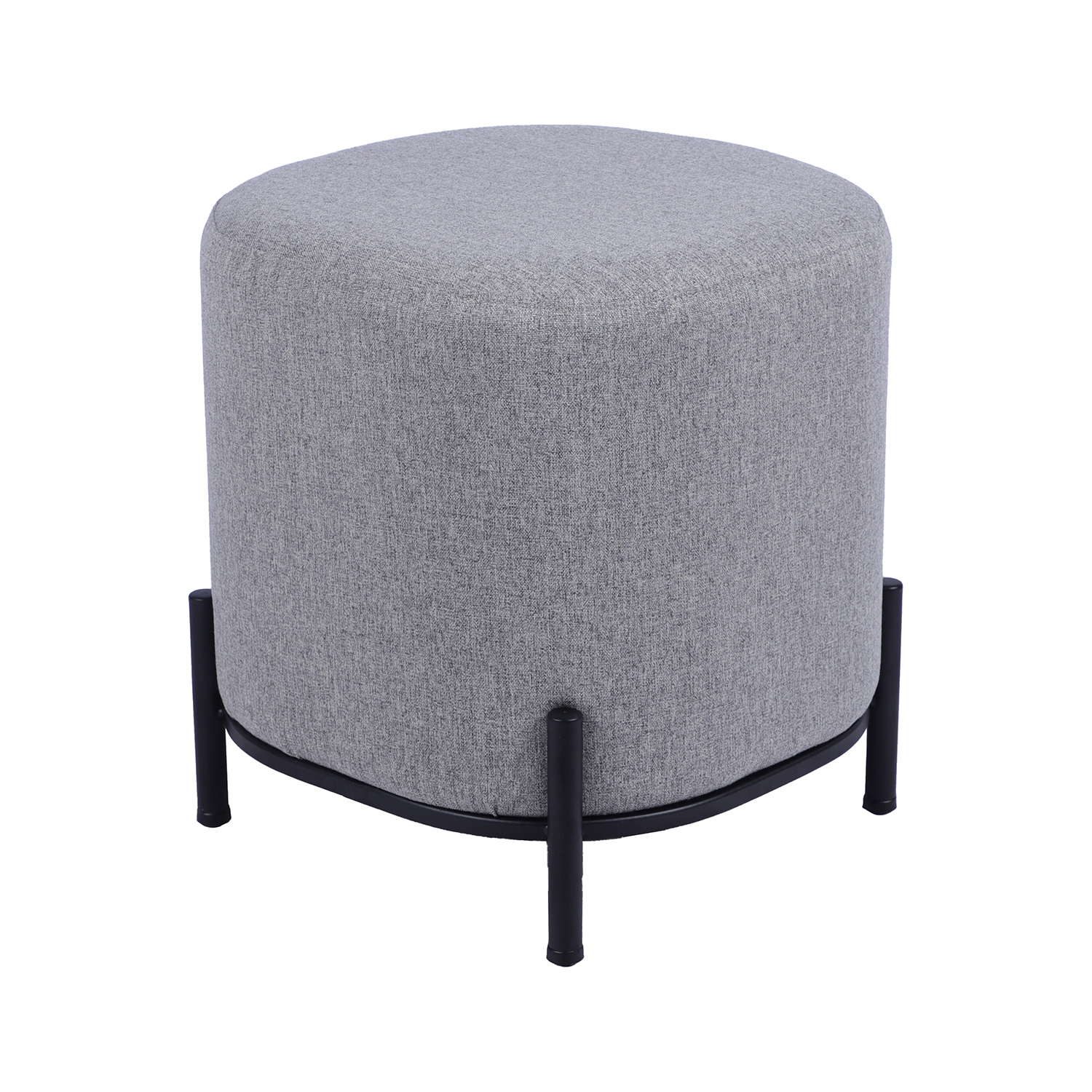 PUF TAPIZADO GRIS OSCURO C/PATMETAL NEGRO