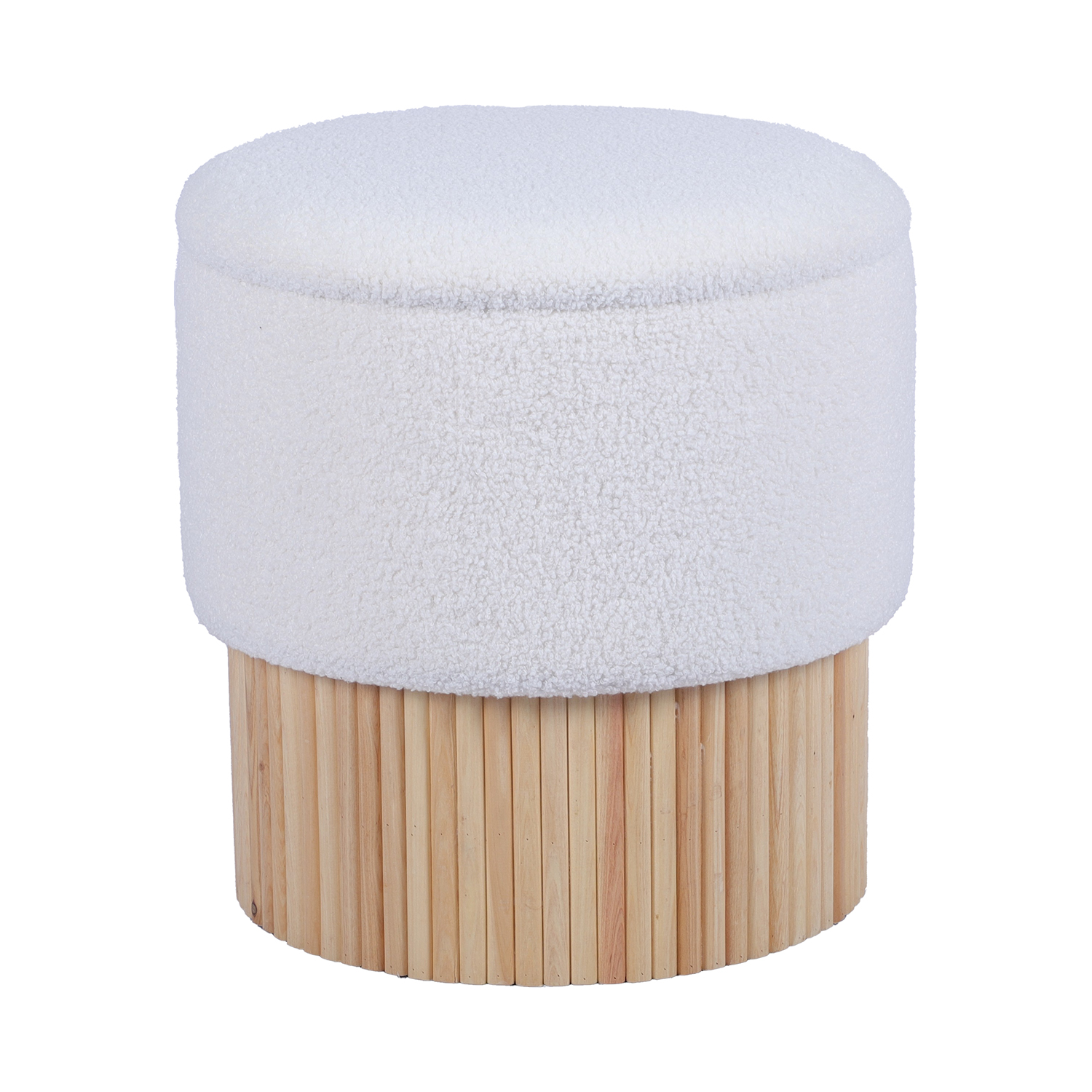 PUF TAPIZADO BLANCO C/BASE MADÚ C/TAPA GRIS OSCURO ACOLCHADA