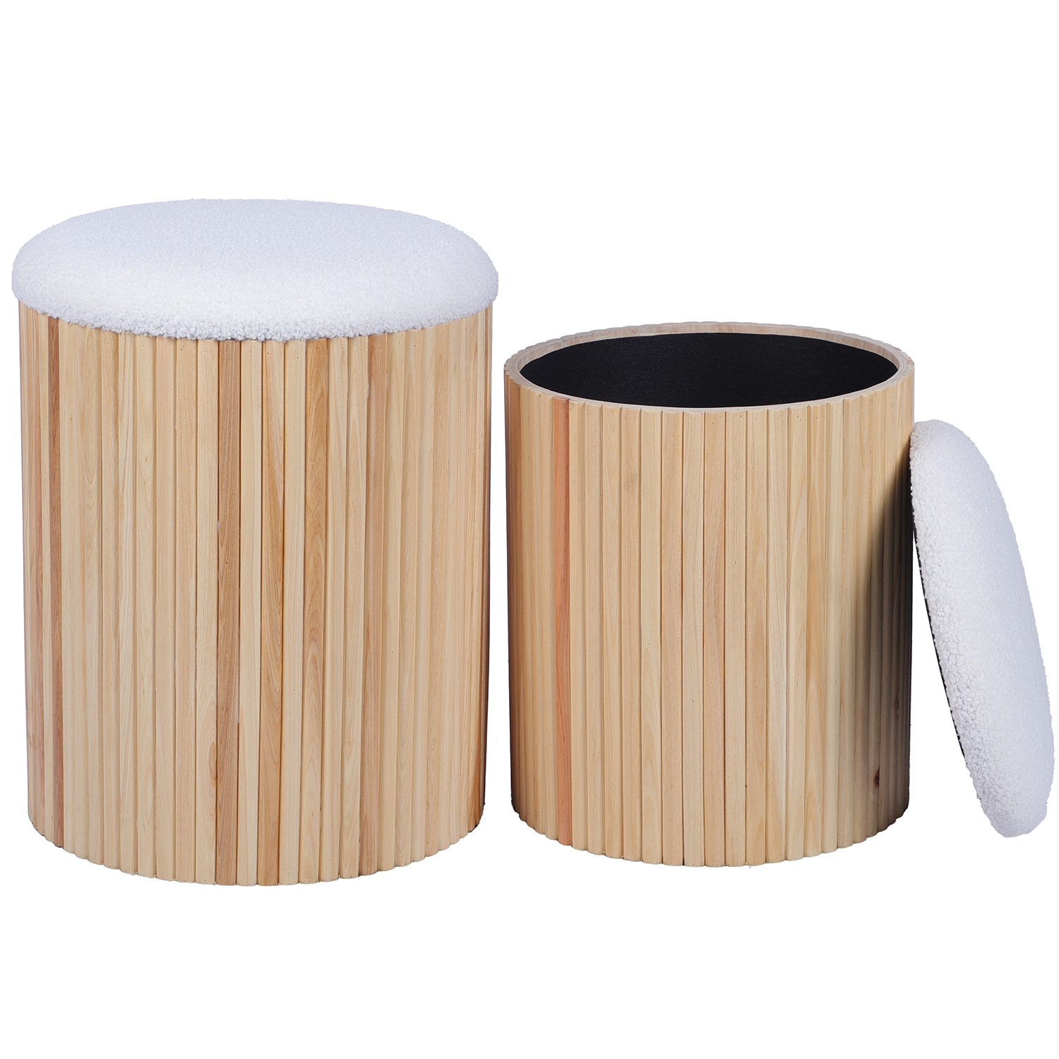 SET 2 PUFS MADERA NATURAL C/TAA NATURAL