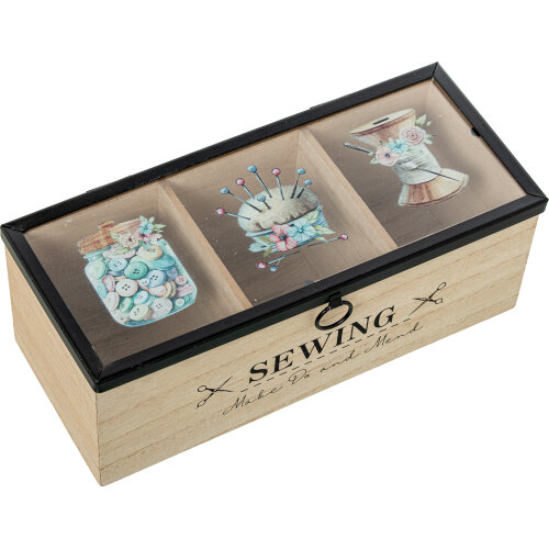 CAJA COSTURA MADERA C/TAPA CRIOS FLORES