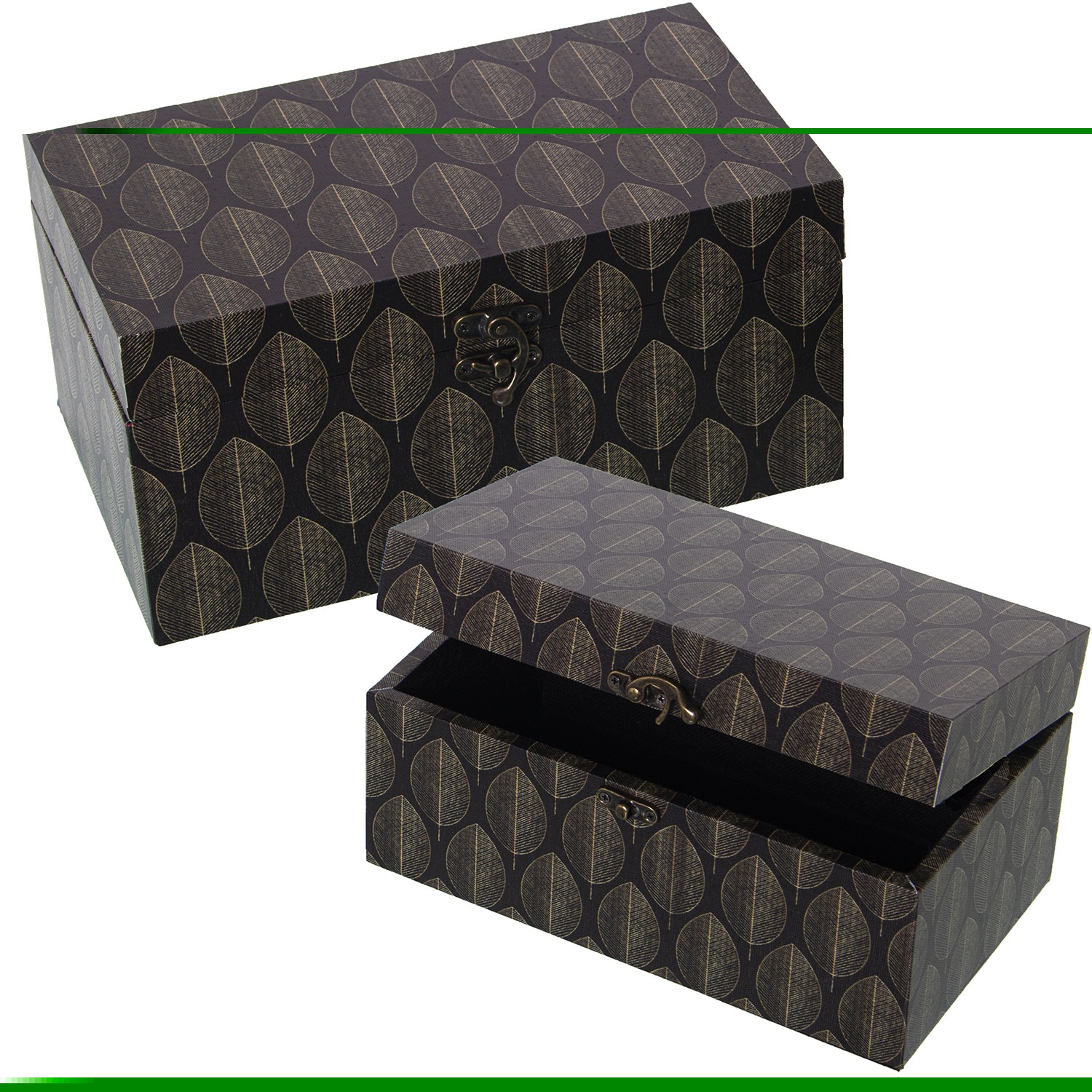 SET 2 CAJAS DECORADAS MADERA DADERA DM/LONA POLIÉSTER