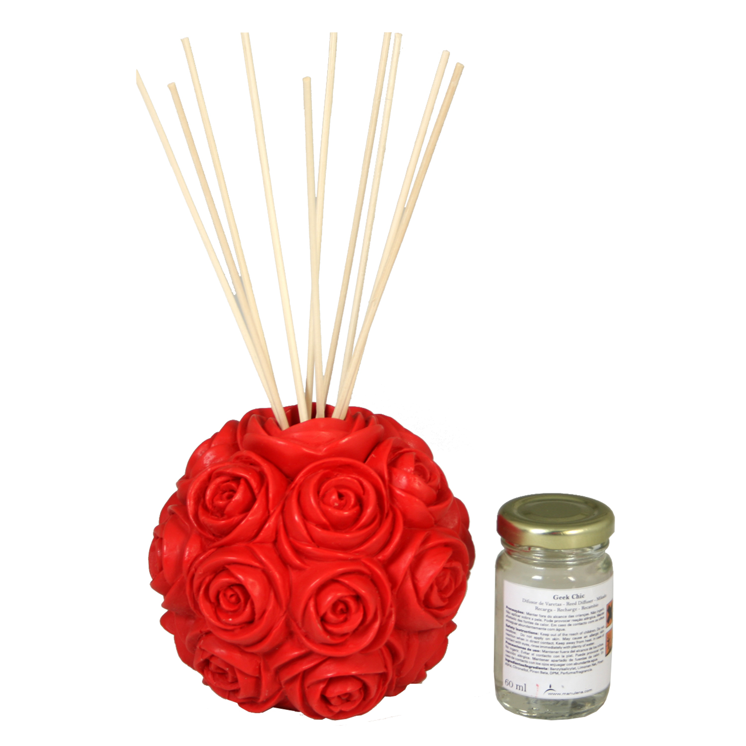 MIKADO ROSA ROJA _ROSA:ø13 CMø13 CM BOTE:100 ML. 10 V