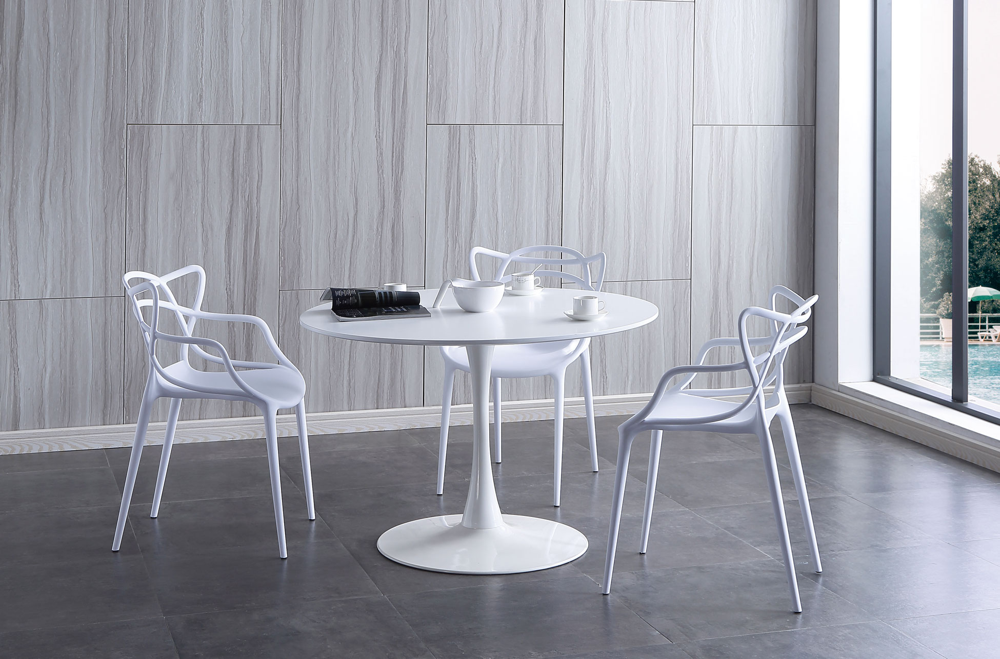 MESA FIJA COMEDOR REDONDA GINA 110 CM BLANCO