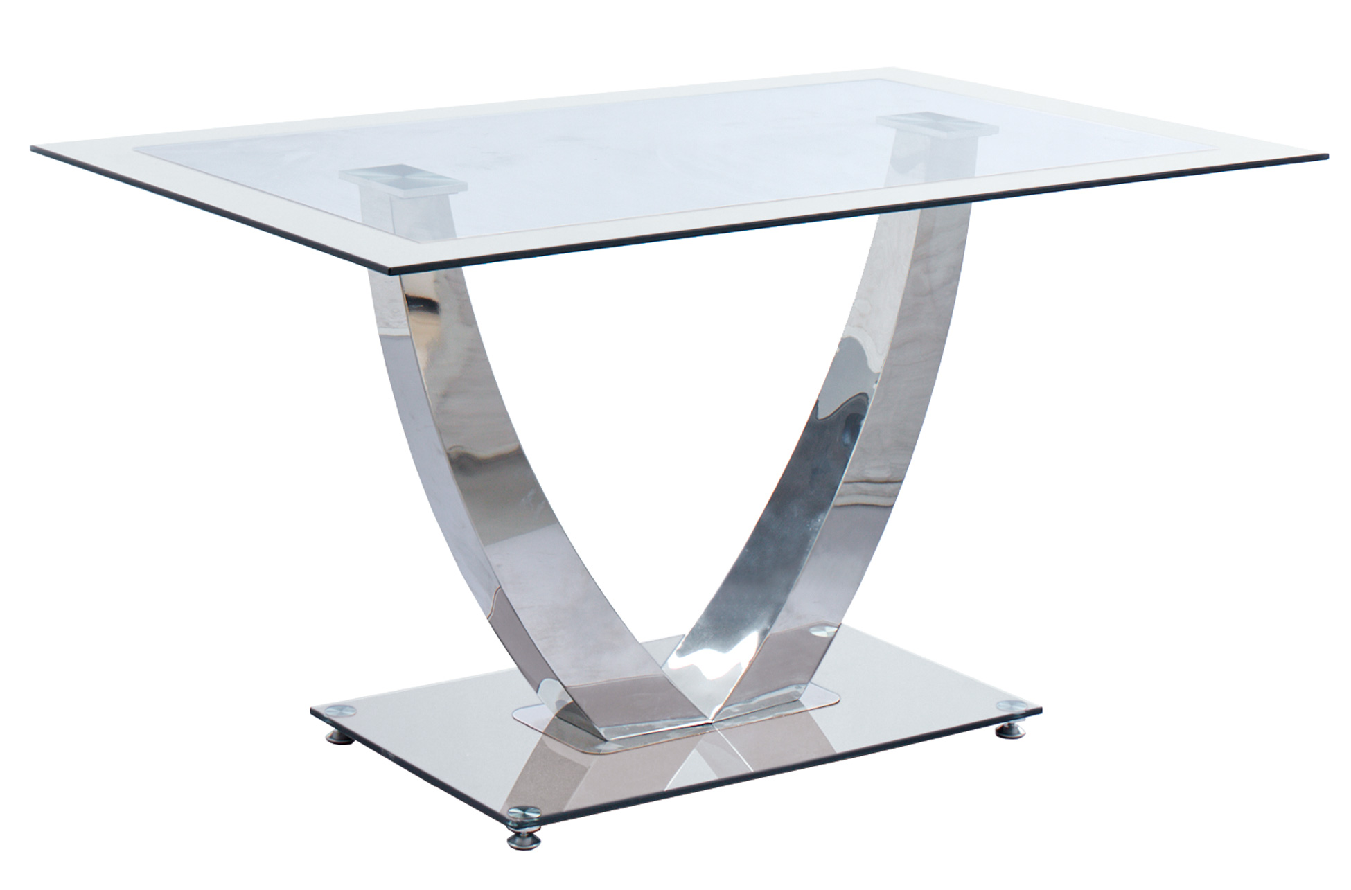 MESA FIJA COMEDOR DUBAI CRISTAL BLANCO / CROMO. - Imagen 2