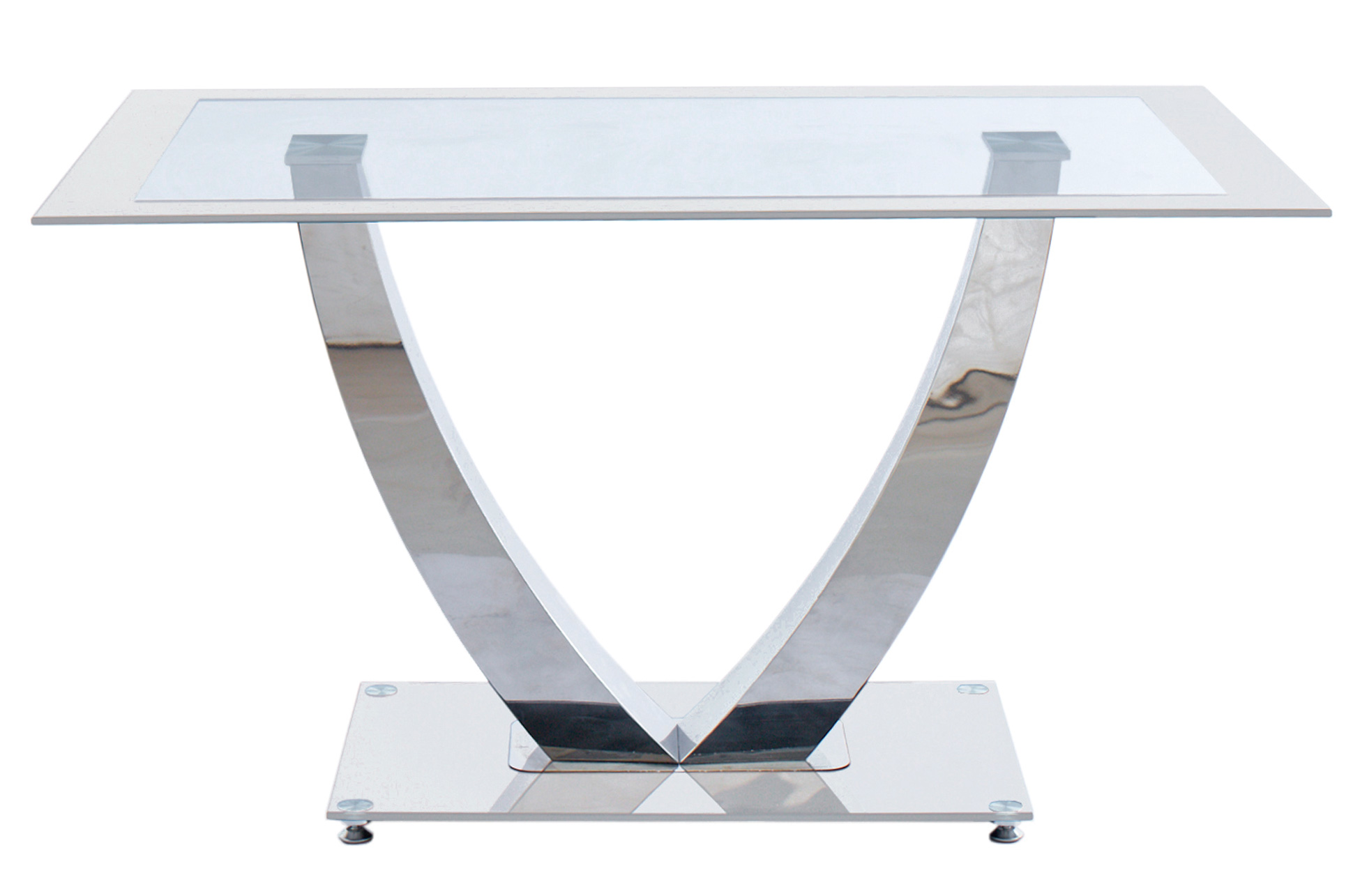 MESA FIJA COMEDOR DUBAI CRISTAL BLANCO / CROMO. - Imagen 3