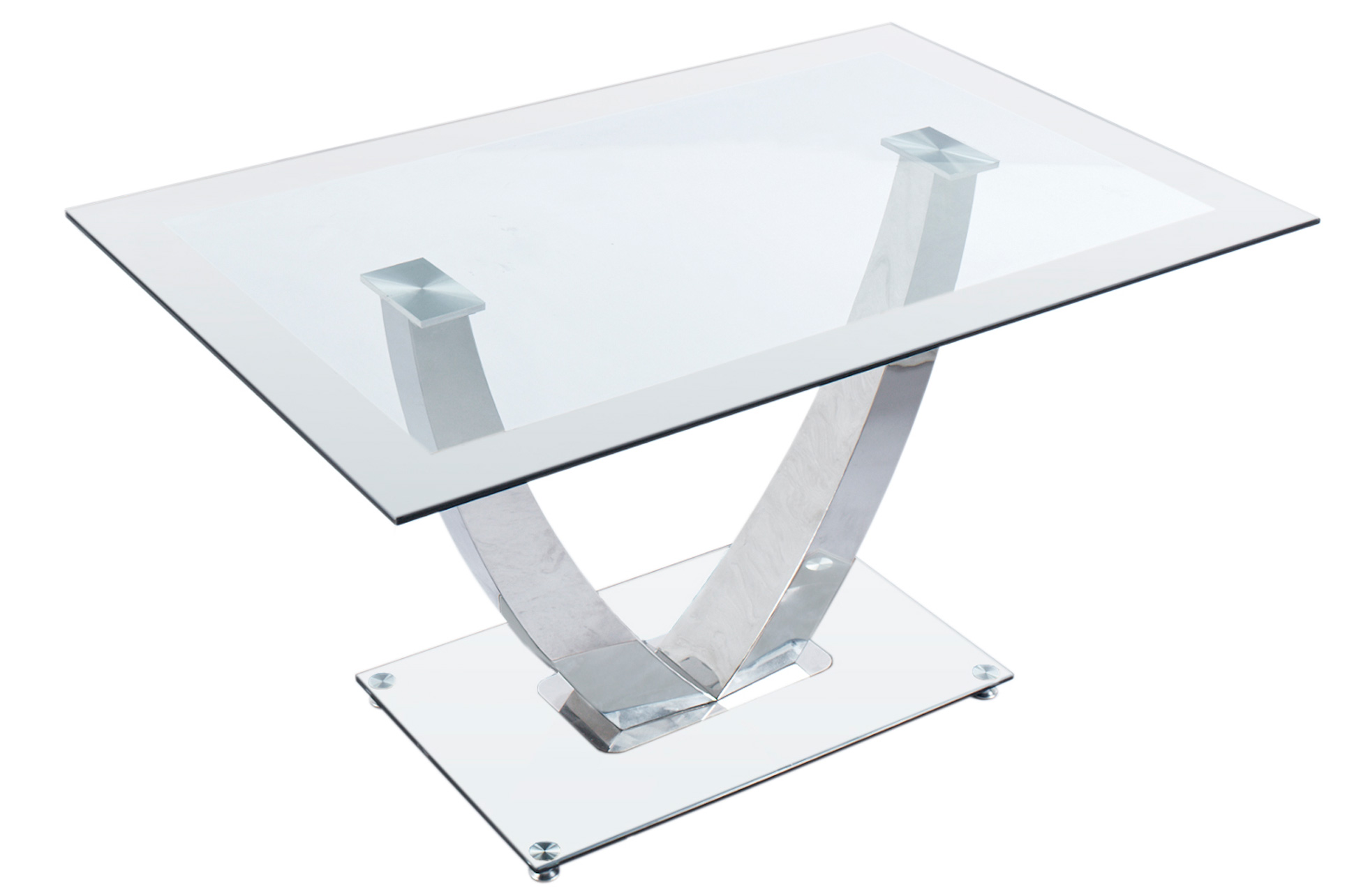 MESA FIJA COMEDOR DUBAI CRISTAL BLANCO / CROMO. - Imagen 4