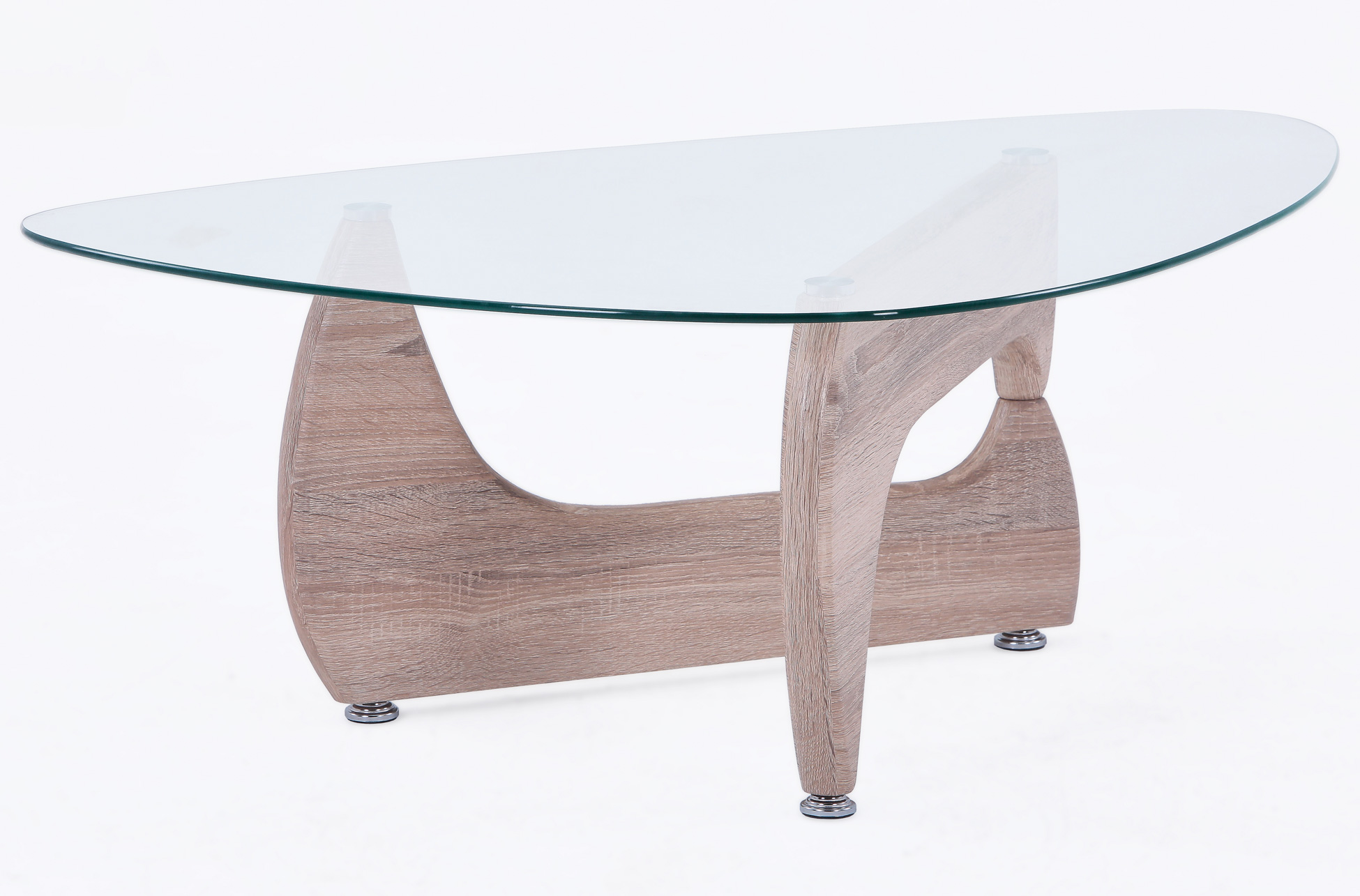 MESA CENTRO LEYNA 110 x 70 CM ROBLE / CRISTAL TRANSPARENTE. - Imagen 2