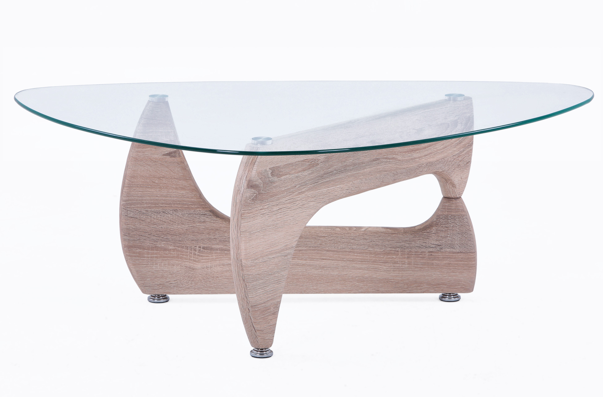 MESA CENTRO LEYNA 110 x 70 CM ROBLE / CRISTAL TRANSPARENTE. - Imagen 3