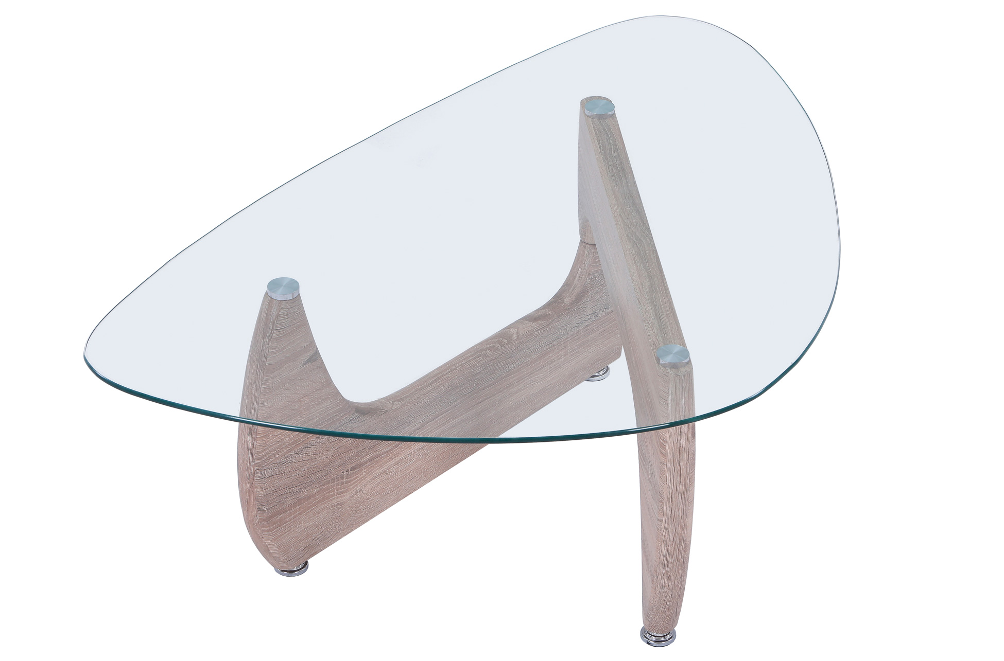 MESA CENTRO LEYNA 110 x 70 CM ROBLE / CRISTAL TRANSPARENTE. - Imagen 4