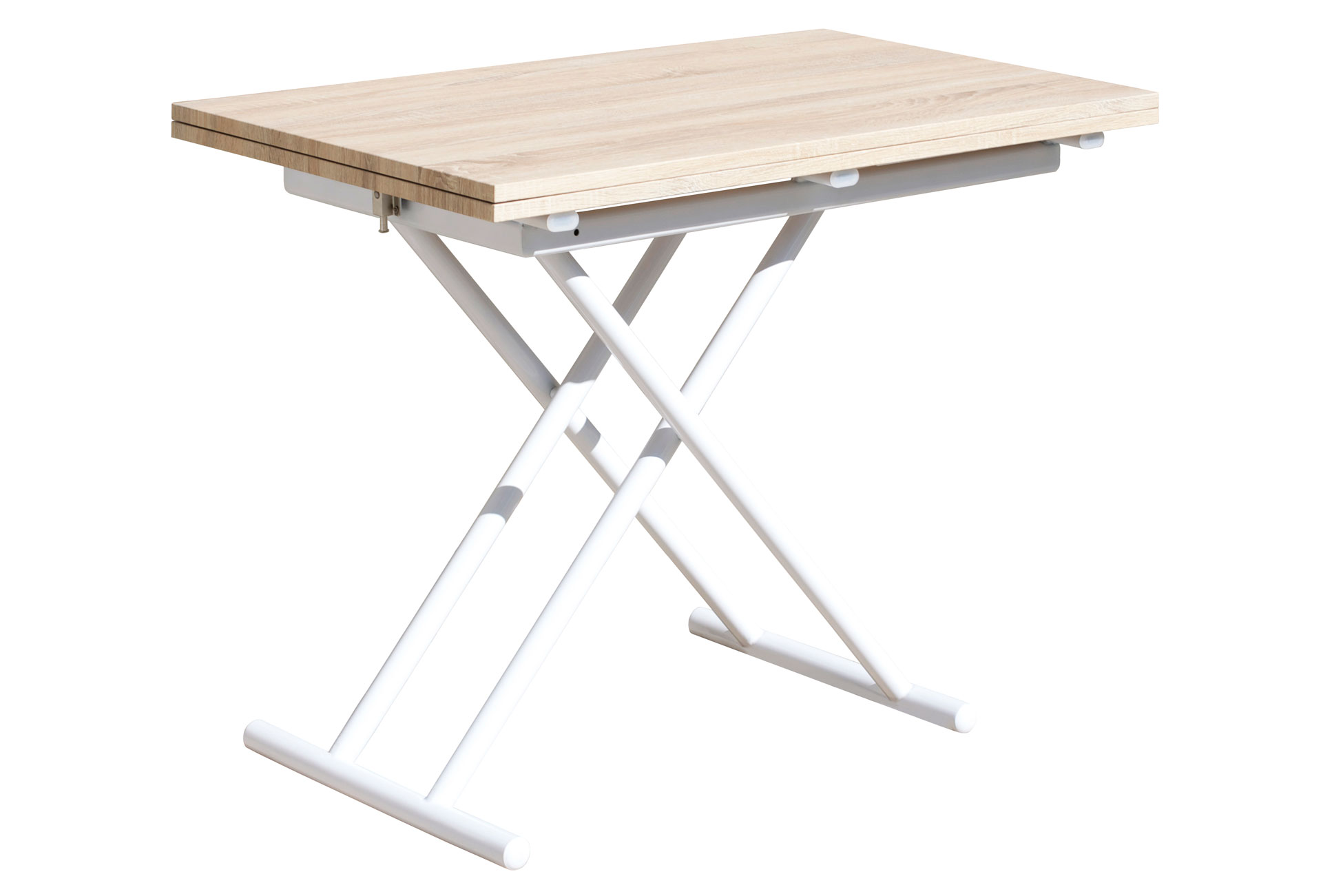MESA CENTRO ELEVABLE Y EXTENSIBLE UP - DOWN BLANCO / ROBLE 100 x 50 CM - Imagen 2