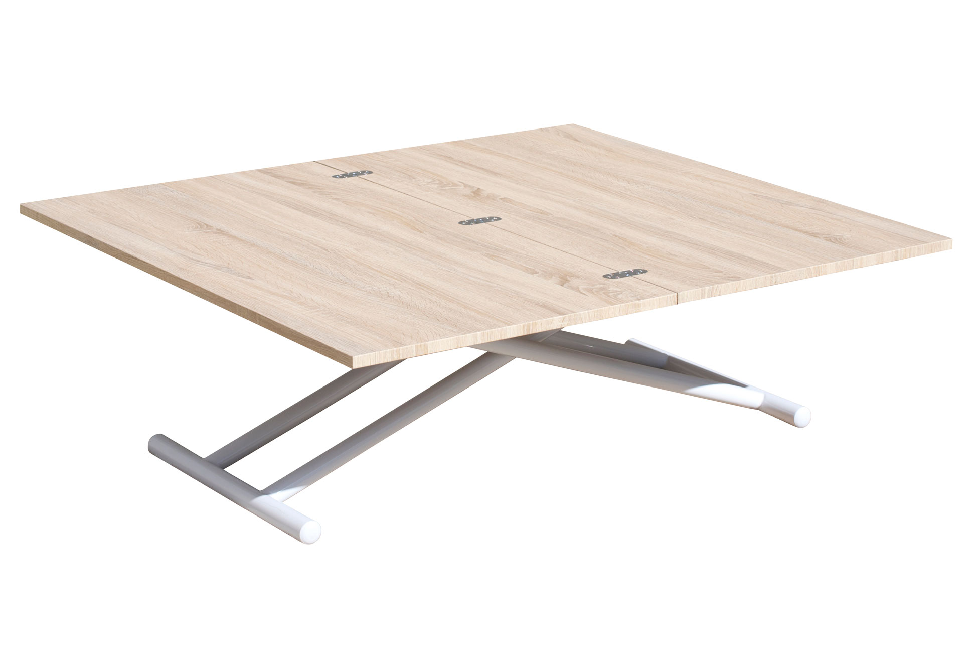 MESA CENTRO ELEVABLE Y EXTENSIBLE UP - DOWN BLANCO / ROBLE 100 x 50 CM - Imagen 4