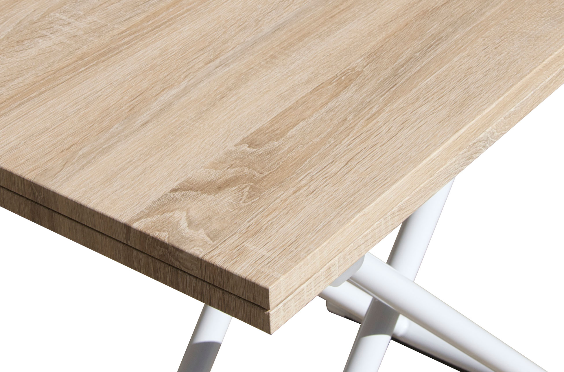MESA CENTRO ELEVABLE Y EXTENSIBLE UP - DOWN BLANCO / ROBLE 100 x 50 CM - Imagen 5
