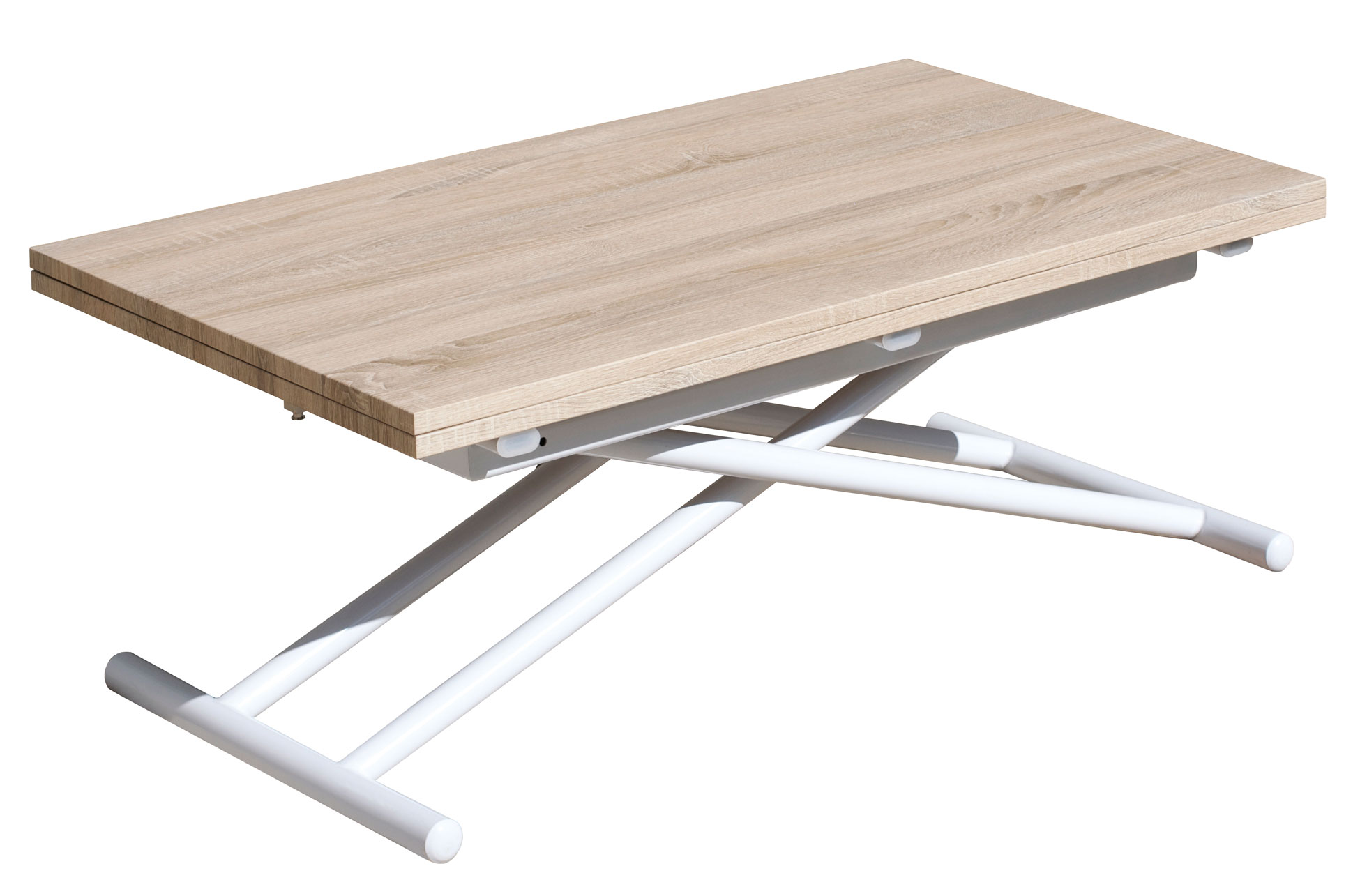 MESA CENTRO ELEVABLE Y EXTENSIBLE UP - DOWN BLANCO / ROBLE 100 x 50 CM - Imagen 6