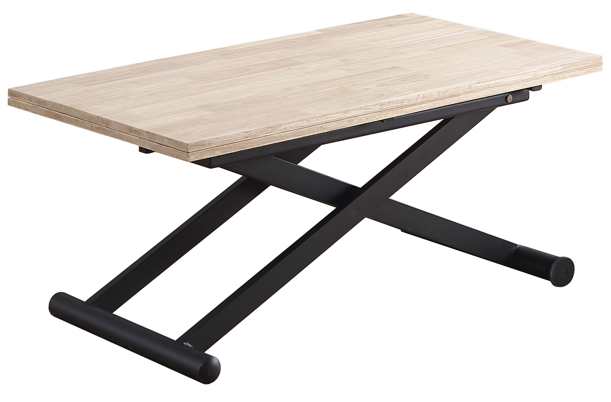 MESA CENTRO ELEVABLE Y EXTENSIBLE NATURAL 110 x 57 CM ROBLE NORDISH / NEGRO. - Imagen 2