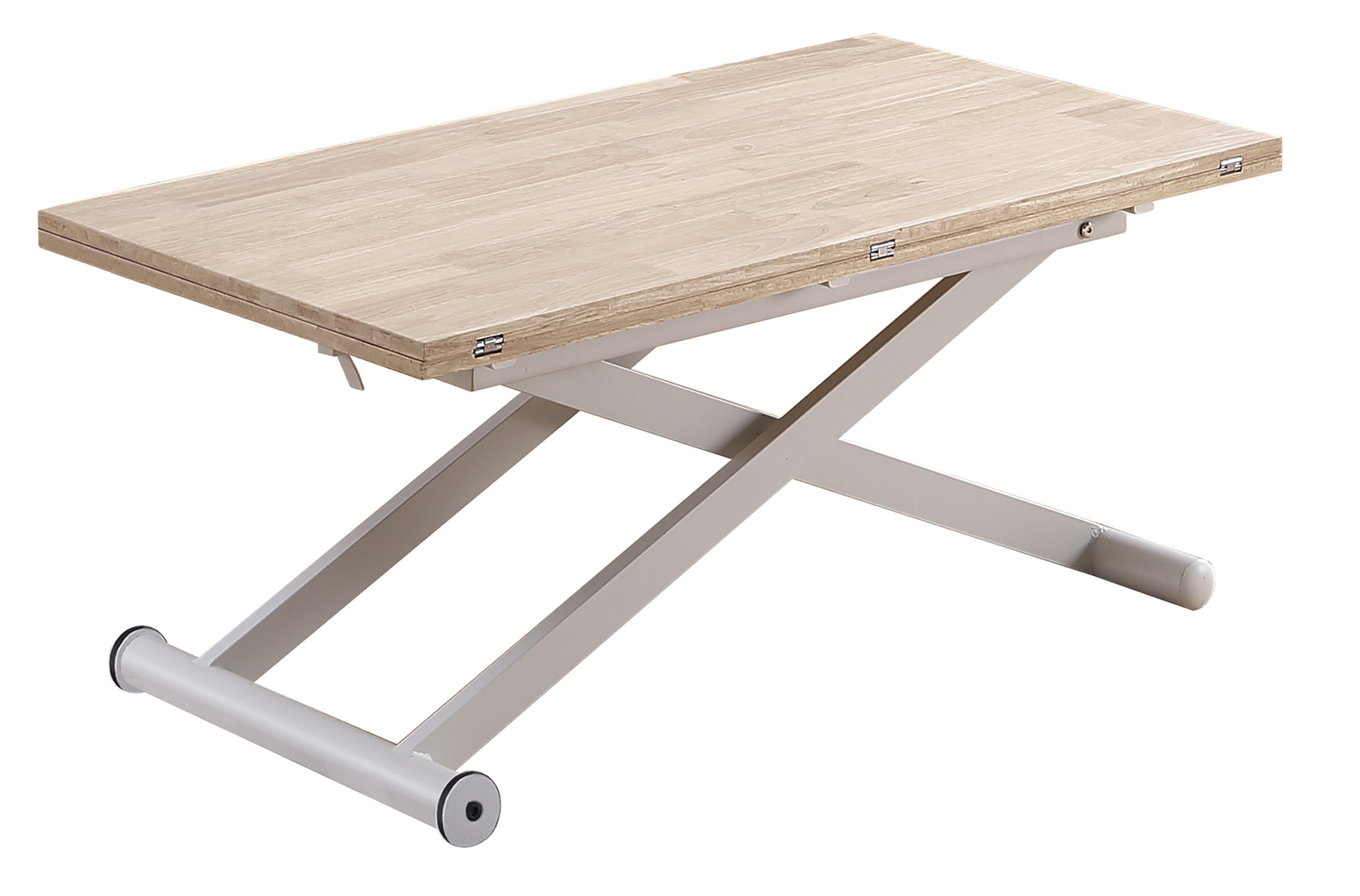 MESA CENTRO ELEVABLE Y EXTENSIBLE NATURAL 110 X 57 CM ROBLE NORDISH / BLANCO. - Imagen 2
