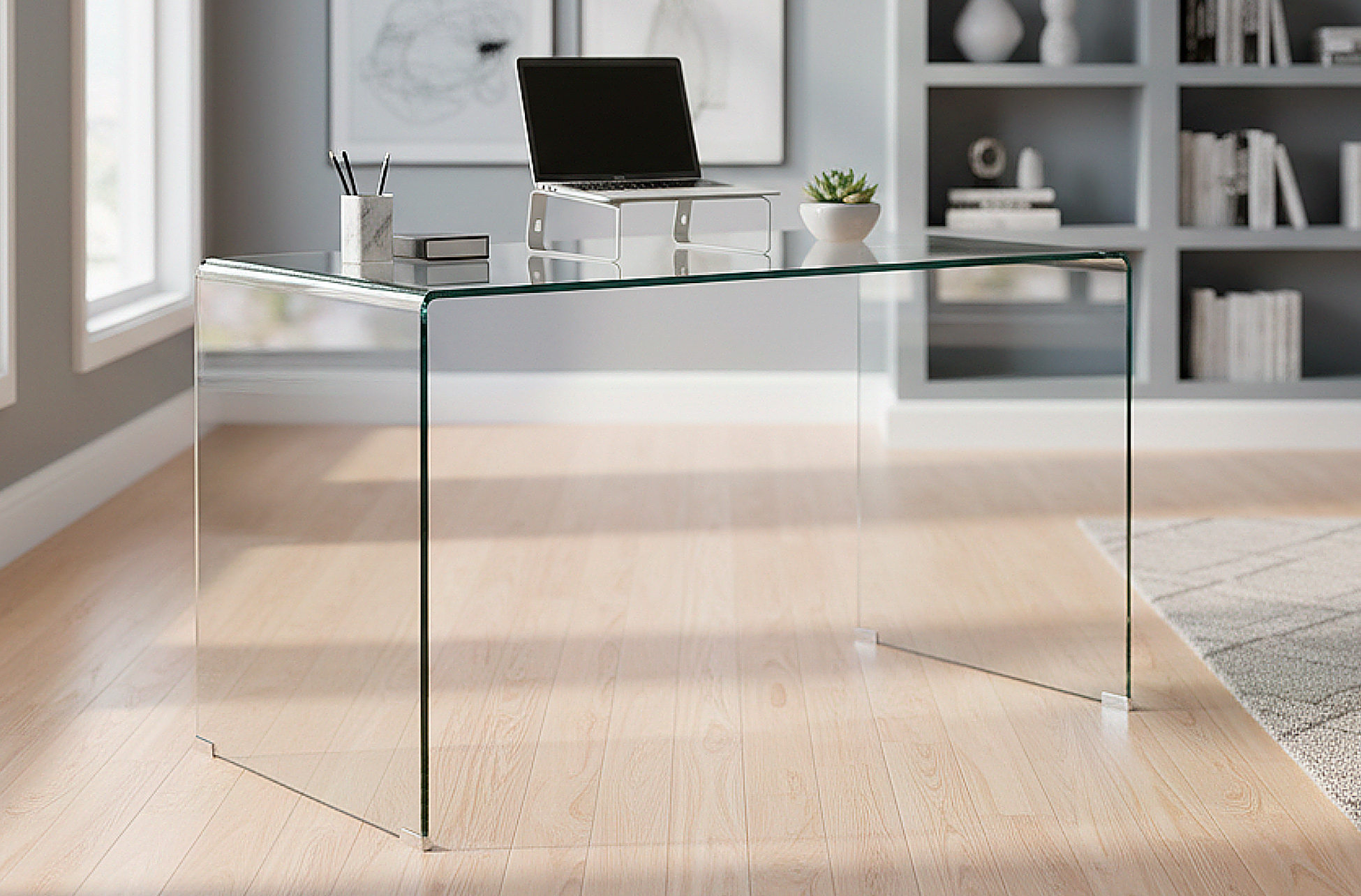 MESA DE ESTUDIO NOTE 120 X 70 CM CRISTAL TRANSPARENTE.