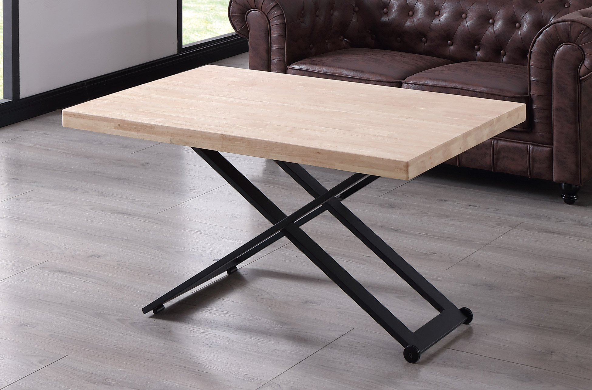 MESA CENTRO ELEVABLE ZOE 120 x 80 CM ROBLE NORDISH / NEGRO.