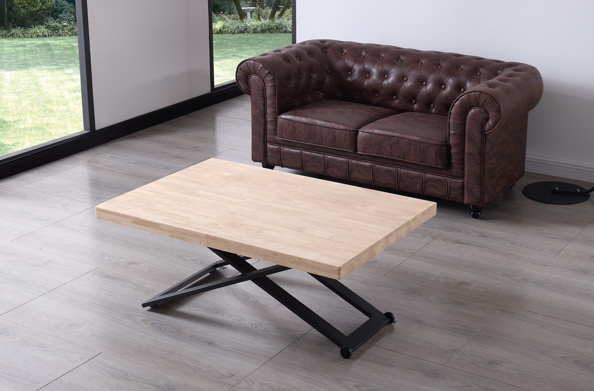 MESA CENTRO ELEVABLE ZOE 120 x 80 CM ROBLE NORDISH / NEGRO. - Imagen 3