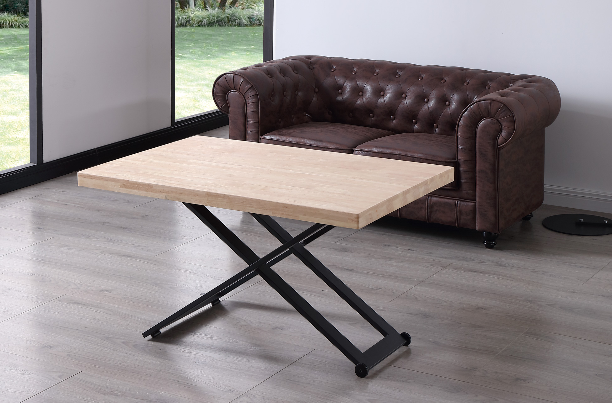 MESA CENTRO ELEVABLE ZOE 120 x 80 CM ROBLE NORDISH / NEGRO. - Imagen 4