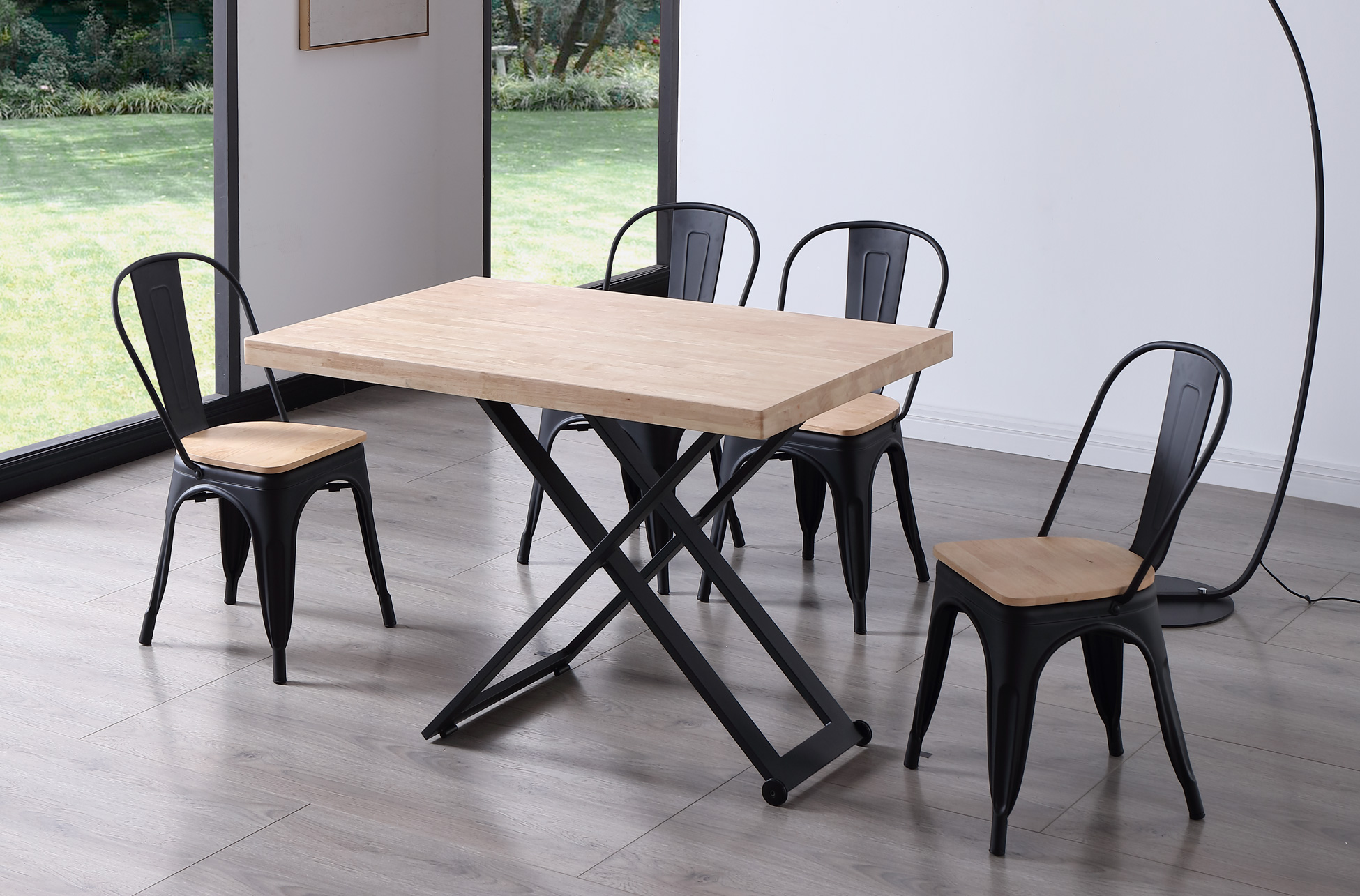 MESA CENTRO ELEVABLE ZOE 120 x 80 CM ROBLE NORDISH / NEGRO. - Imagen 5