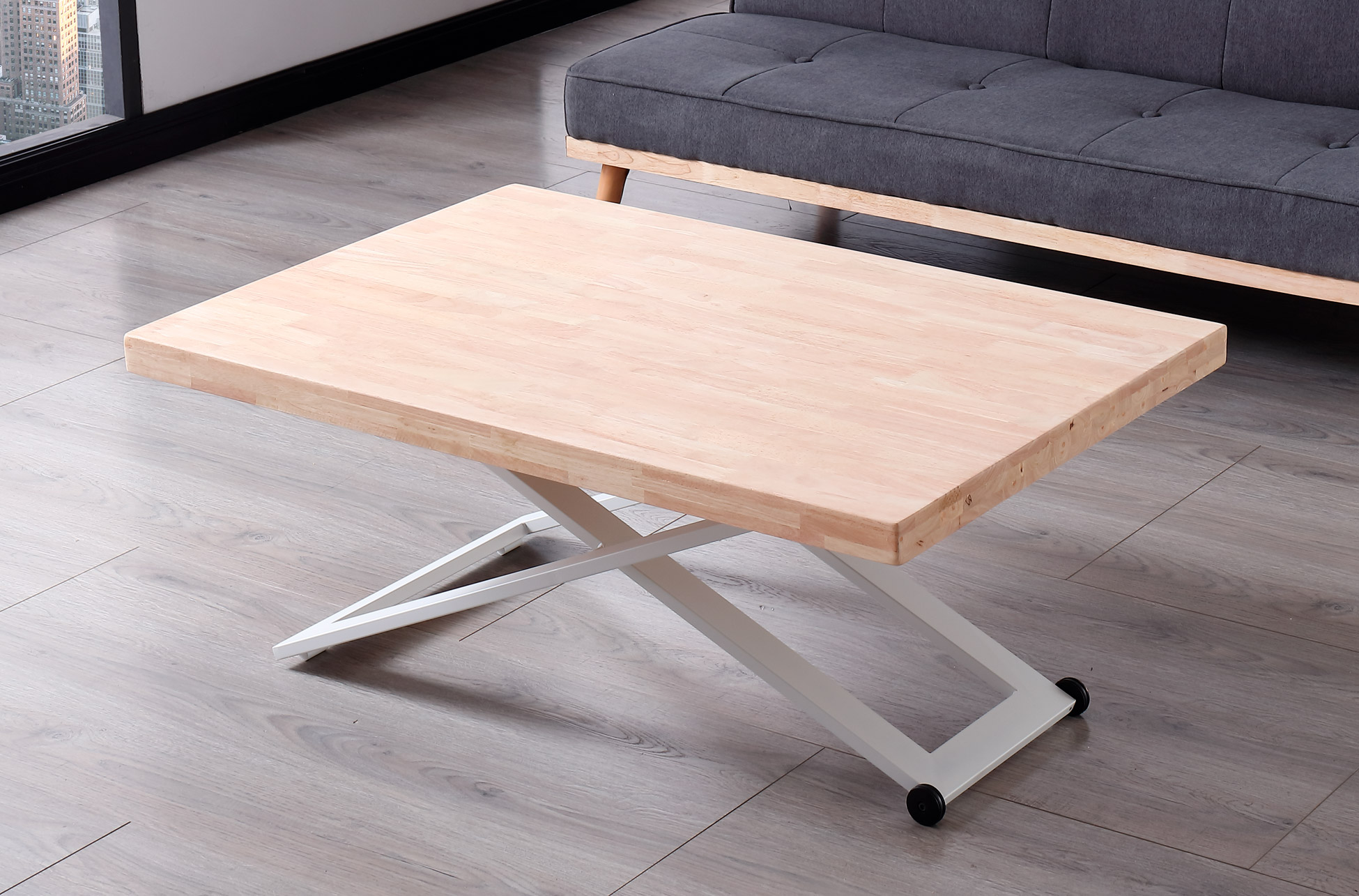 MESA CENTRO ELEVABLE ZOE 120 x 80 CM ROBLE NORDISH / BLANCO