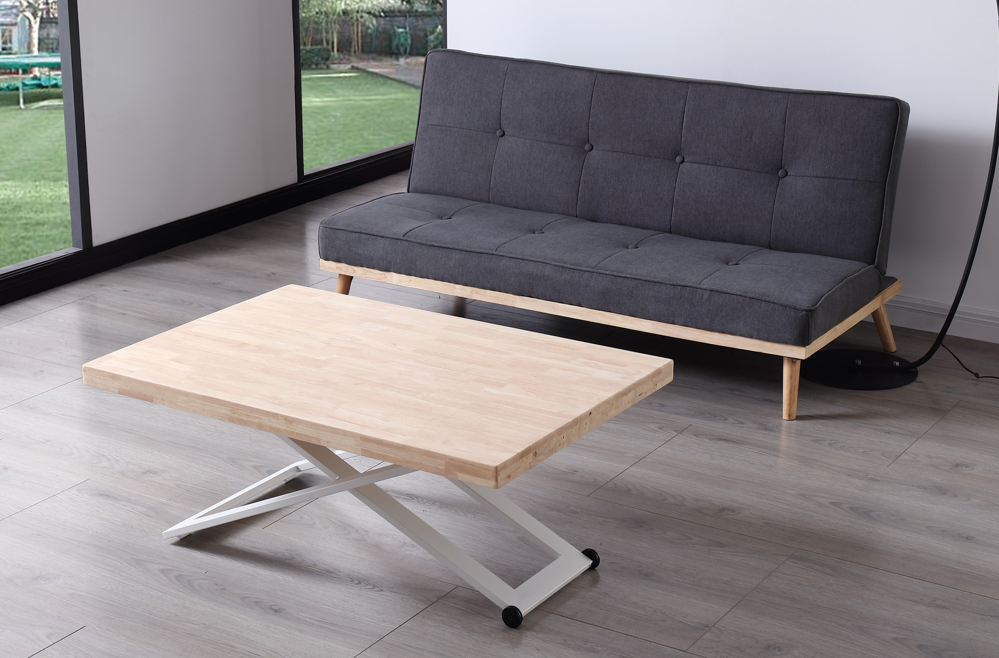 MESA CENTRO ELEVABLE ZOE 120 x 80 CM ROBLE NORDISH / BLANCO - Imagen 3