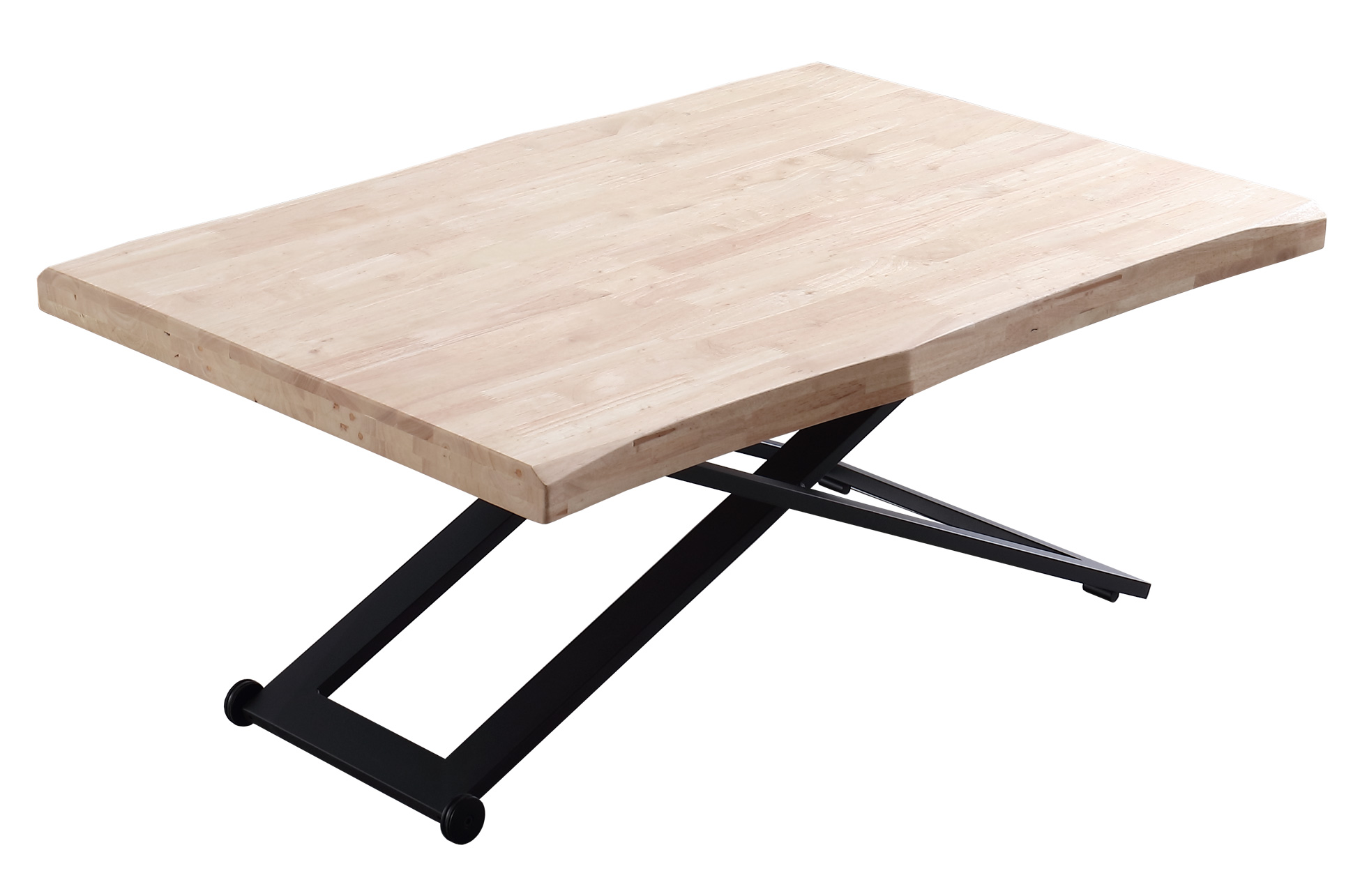 MESA CENTRO ELEVABLE ZOE 120 x 80 CM ROBLE NORDISH / NEGRO TAPA CON FORMA. - Imagen 2