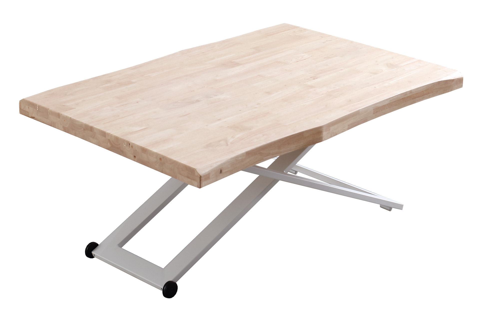 MESA CENTRO ELEVABLE ZOE 120 x 80 CM ROBLE NORDISH / BLANCO TAPA CON FORMA. - Imagen 2