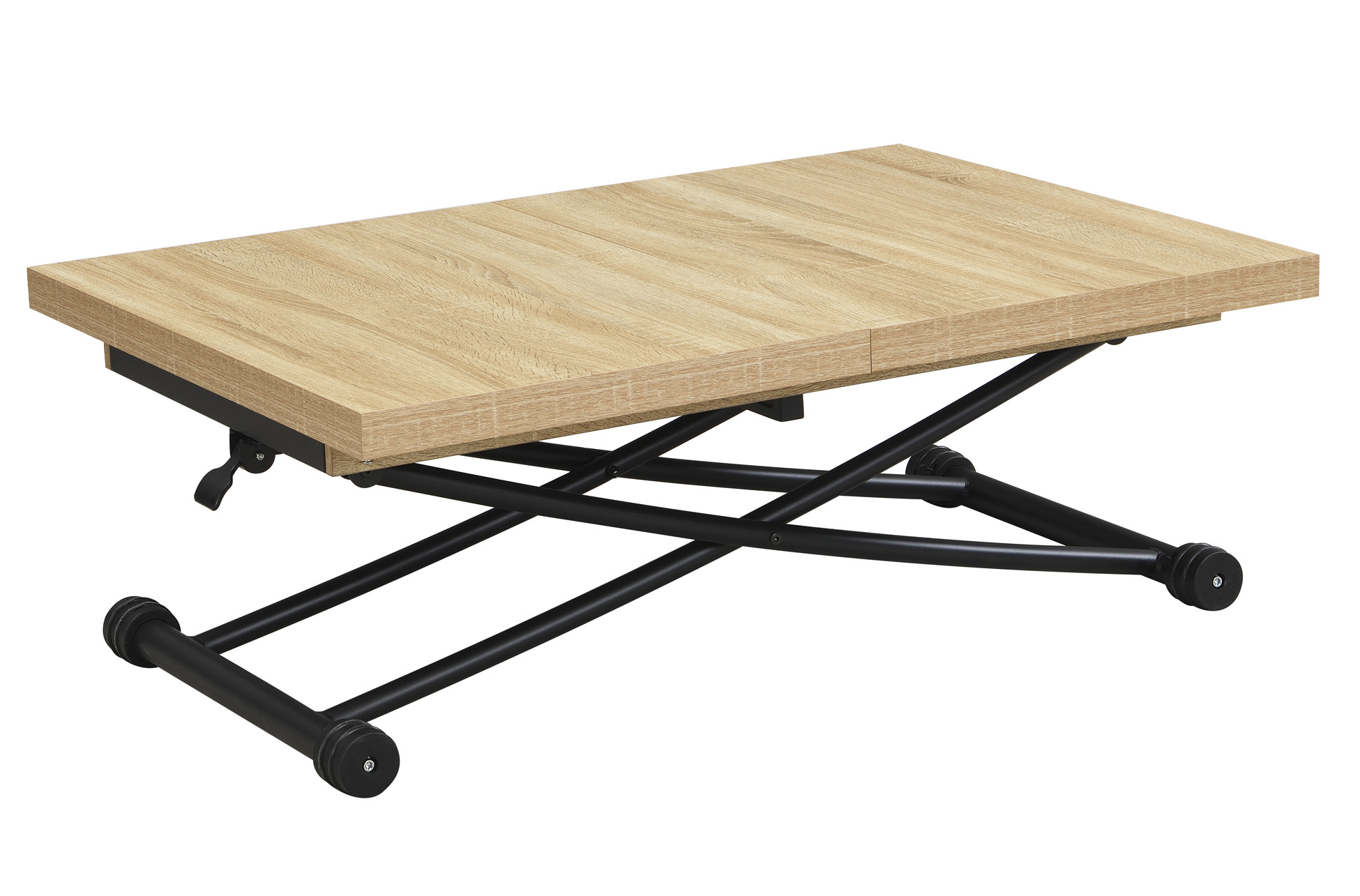 MESA CENTRO ELEVABLE Y EXTENSIBLE 100 - 130 - 160 CM TAYLOR OAK / NEGRO. - Imagen 2