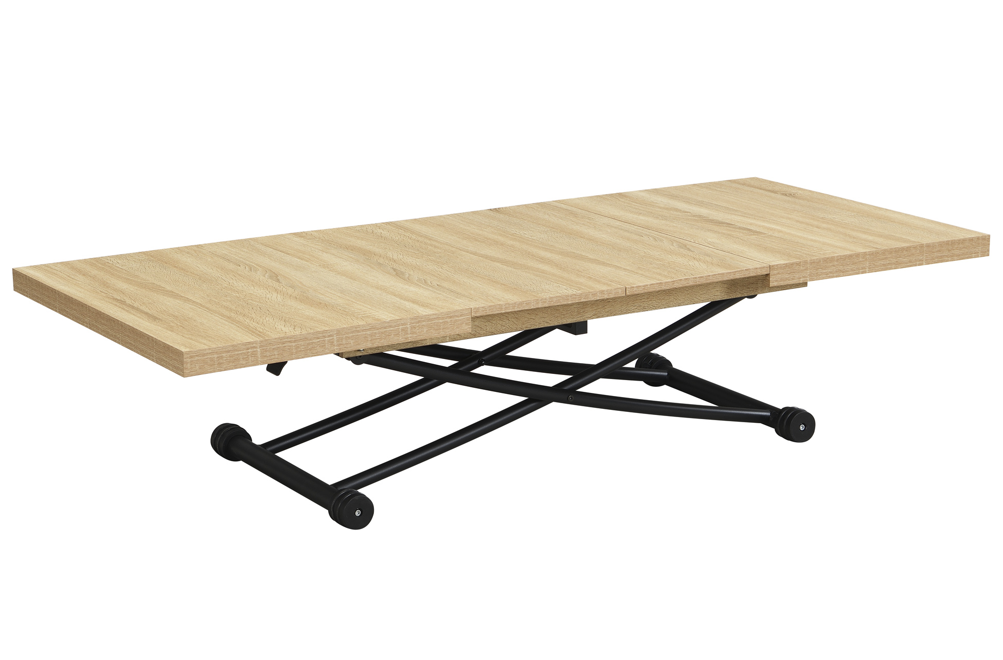 MESA CENTRO ELEVABLE Y EXTENSIBLE 100 - 130 - 160 CM TAYLOR OAK / NEGRO. - Imagen 3