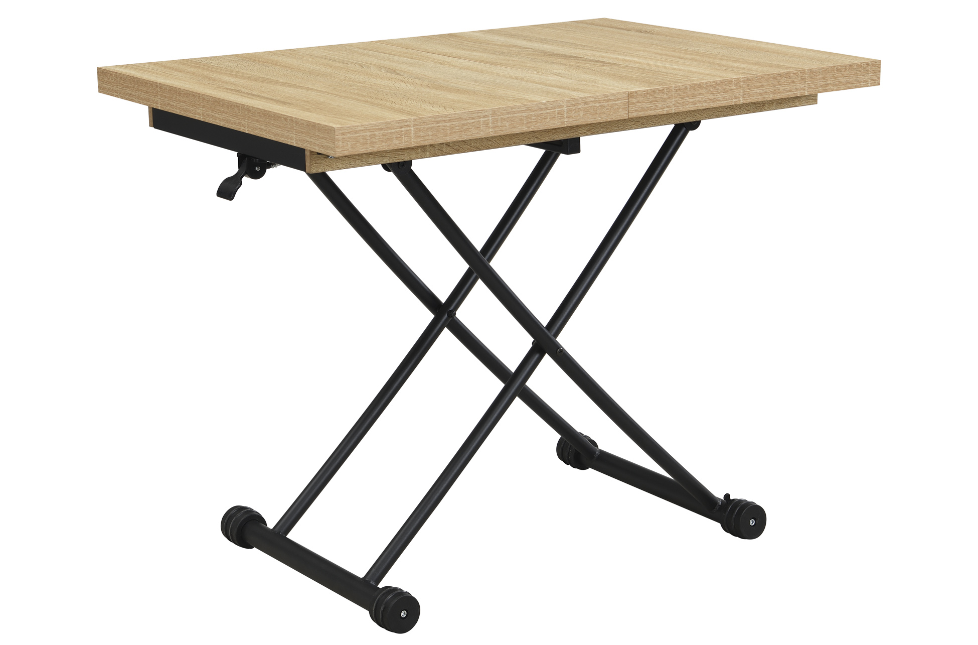 MESA CENTRO ELEVABLE Y EXTENSIBLE 100 - 130 - 160 CM TAYLOR OAK / NEGRO. - Imagen 4