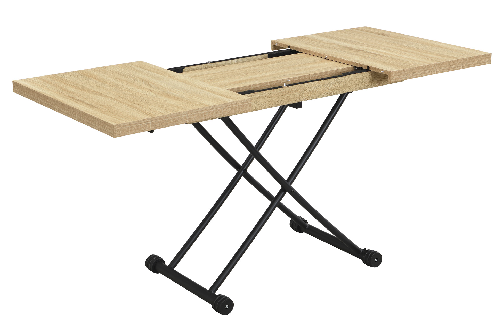 MESA CENTRO ELEVABLE Y EXTENSIBLE 100 - 130 - 160 CM TAYLOR OAK / NEGRO. - Imagen 5