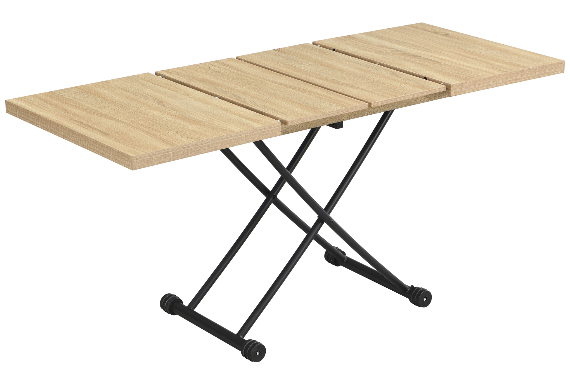 MESA CENTRO ELEVABLE Y EXTENSIBLE 100 - 130 - 160 CM TAYLOR OAK / NEGRO. - Imagen 6