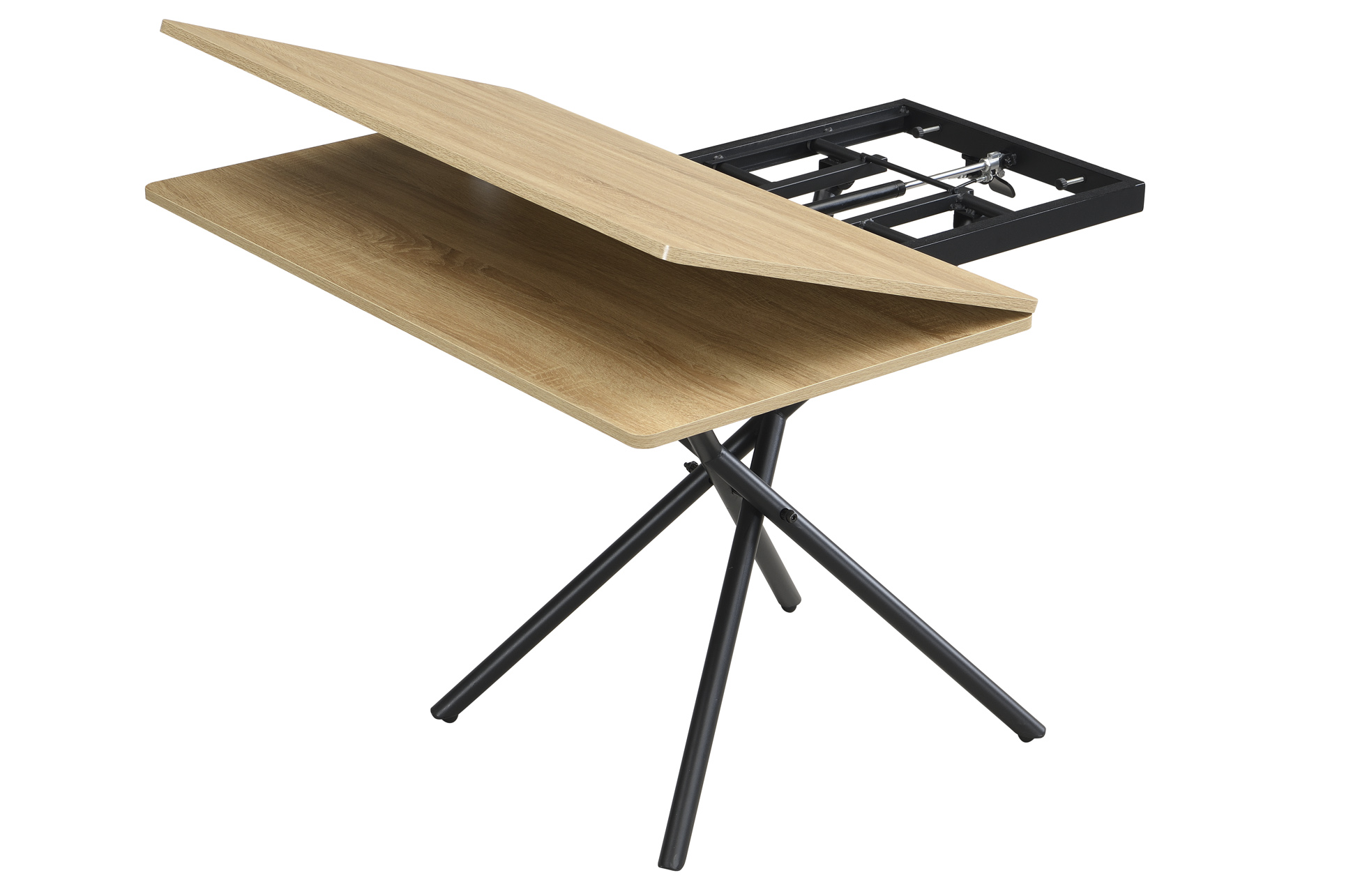 MESA CENTRO ELEVABLE Y EXTENSIBLE KATY 100 x 57 - 114 CM OAK / NEGRO - Imagen 5