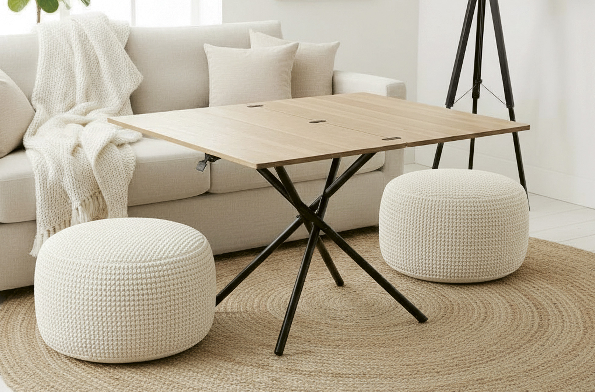MESA CENTRO ELEVABLE Y EXTENSIBLE KATY 100 x 57 - 114 CM OAK / NEGRO - Imagen 8