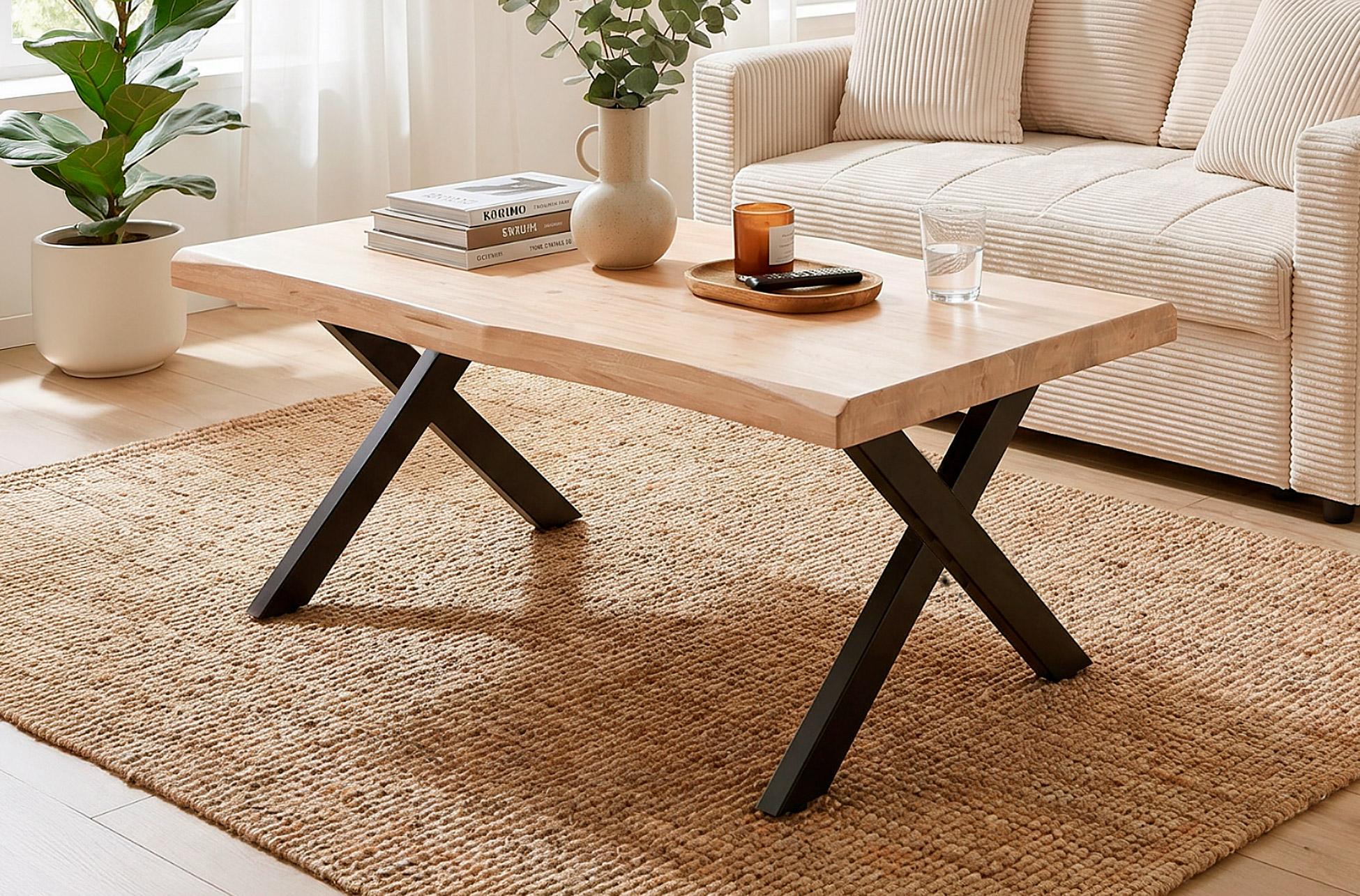 MESA CENTRO ELEVABLE XENA 120 X 66 CM TAPA CON FORMA ROBLE NORDISH / NEGRO.
