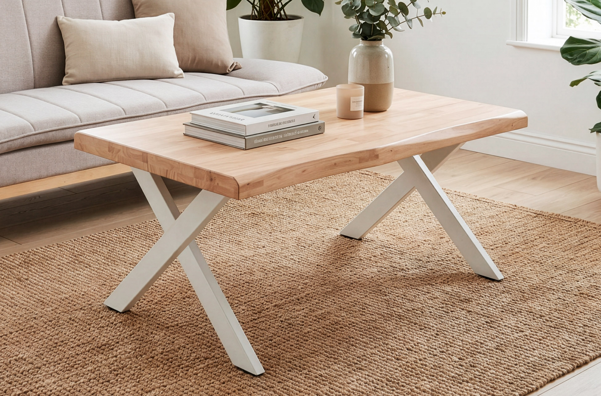 MESA CENTRO ELEVABLE XENA 120 X 66 CM TAPA CON FORMA ROBLE NORDISH / BLANCO.