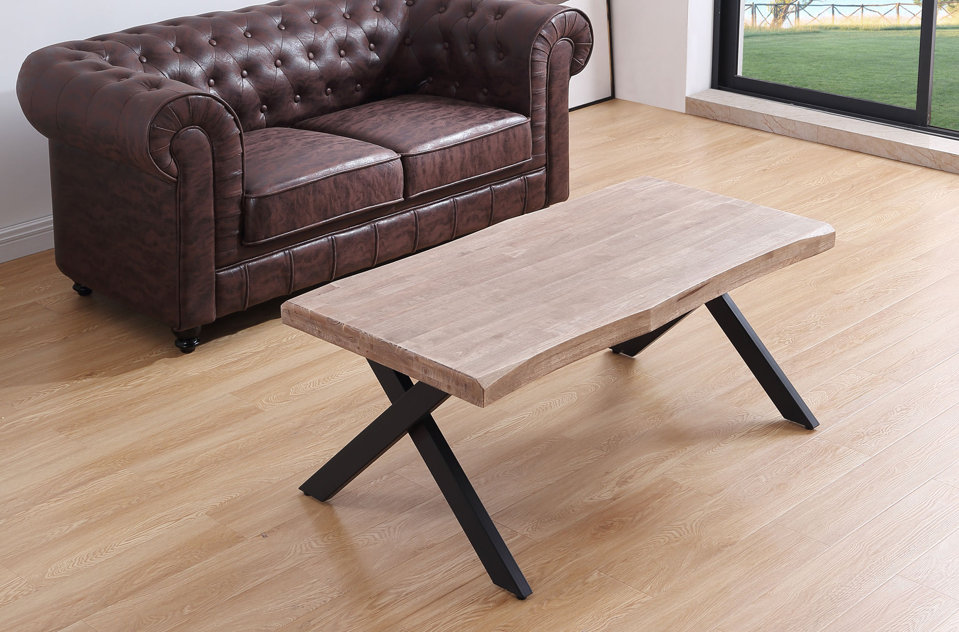 MESA CENTRO ELEVABLE XENA 120 X 66 CM TAPA CON FORMA ROBLE HONEY / NEGRO. - Imagen 3