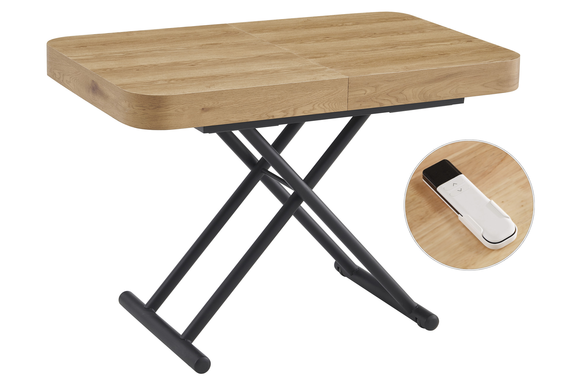 MESA CENTRO ELEVABLE Y EXTENSIBLE 120 - 160 - 200 CM CON ELEVACION ELECTRICA TURIN OAK / NEGRO - Imagen 3