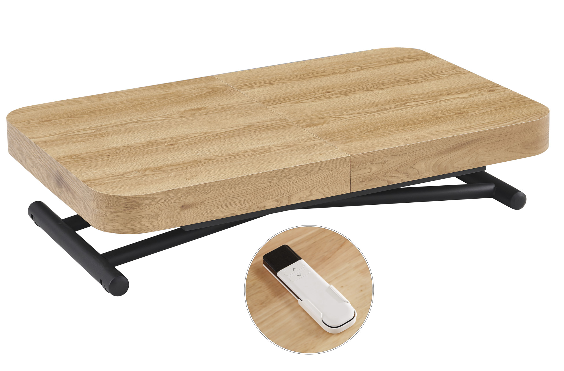 MESA CENTRO ELEVABLE Y EXTENSIBLE 120 - 160 - 200 CM CON ELEVACION ELECTRICA TURIN OAK / NEGRO - Imagen 5