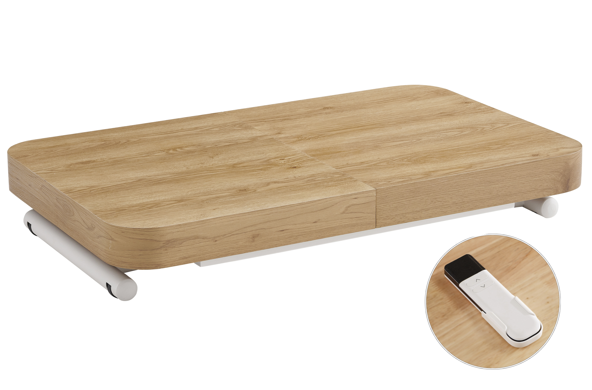 MESA CENTRO ELEVABLE Y EXTENSIBLE 120 - 160 - 200 CM CON ELEVACION ELECTRICA TURIN OAK / BLANCO - Imagen 5