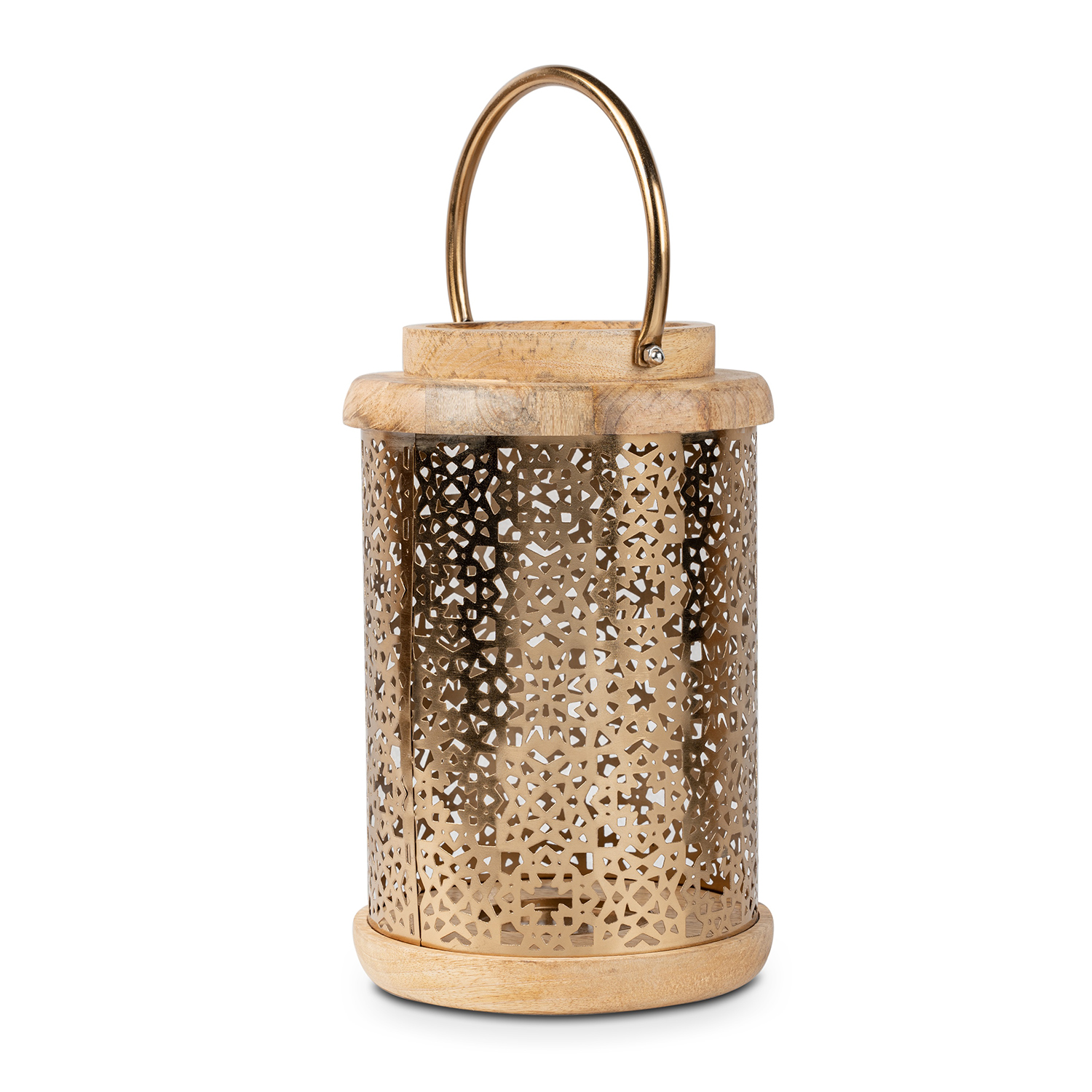 FAROL MADERA/METAL DORADO