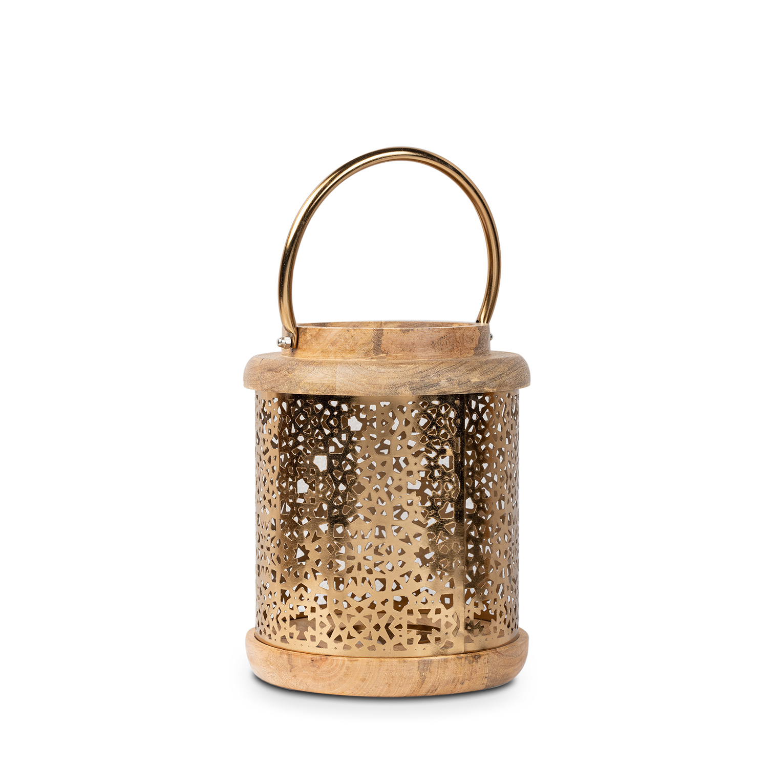 FAROL MADERA/METAL DORADO