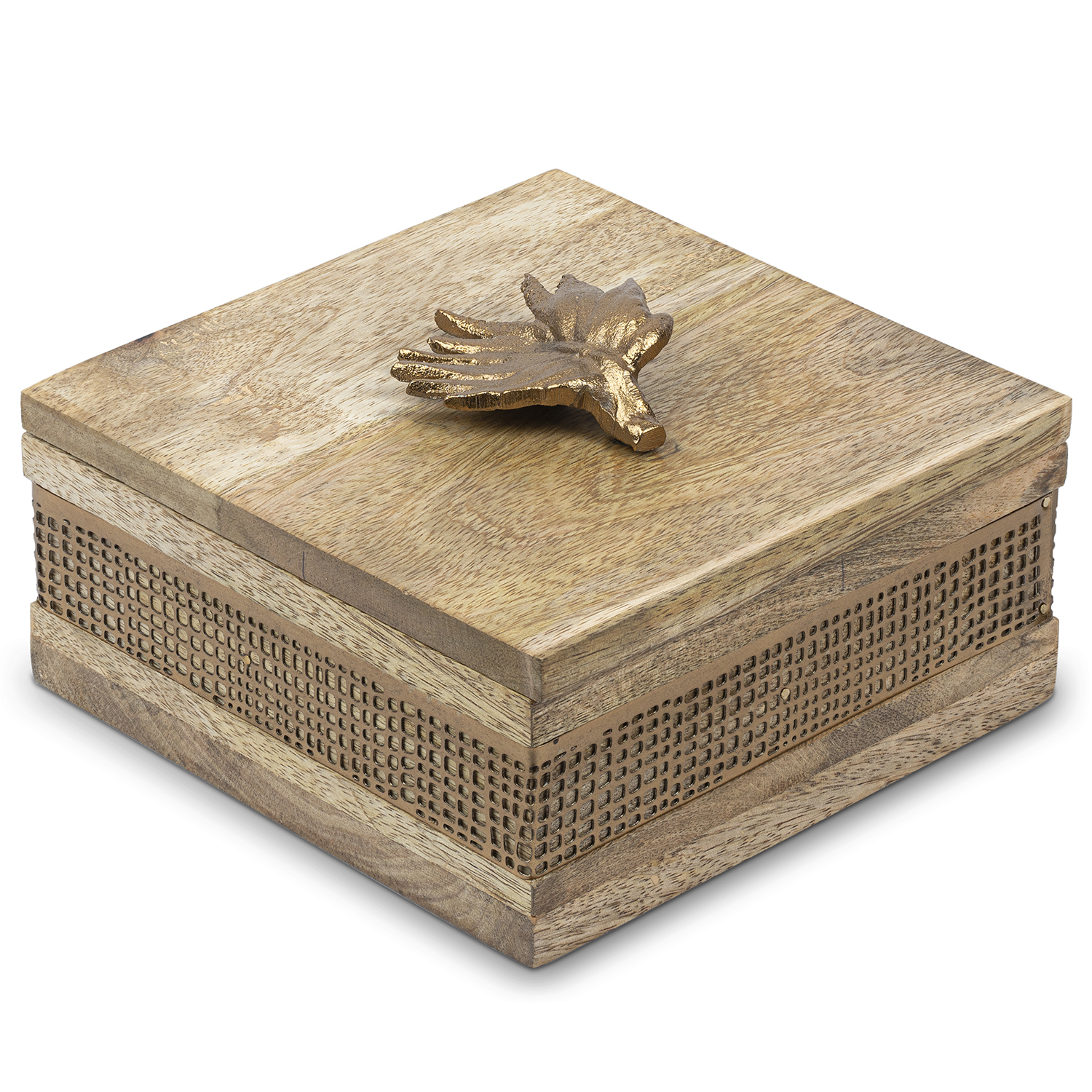 CAJA MADERA/METAL DORADO