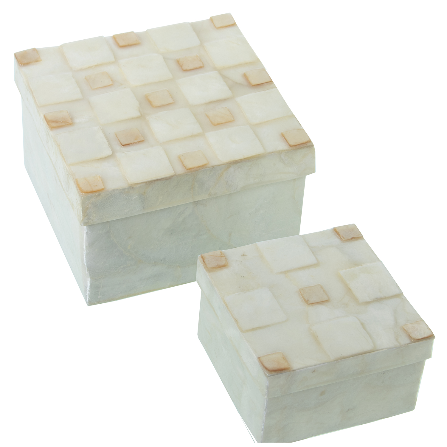 SET 2 CAJAS NÁCARÍRCULOS NATURAL/TOSTADO