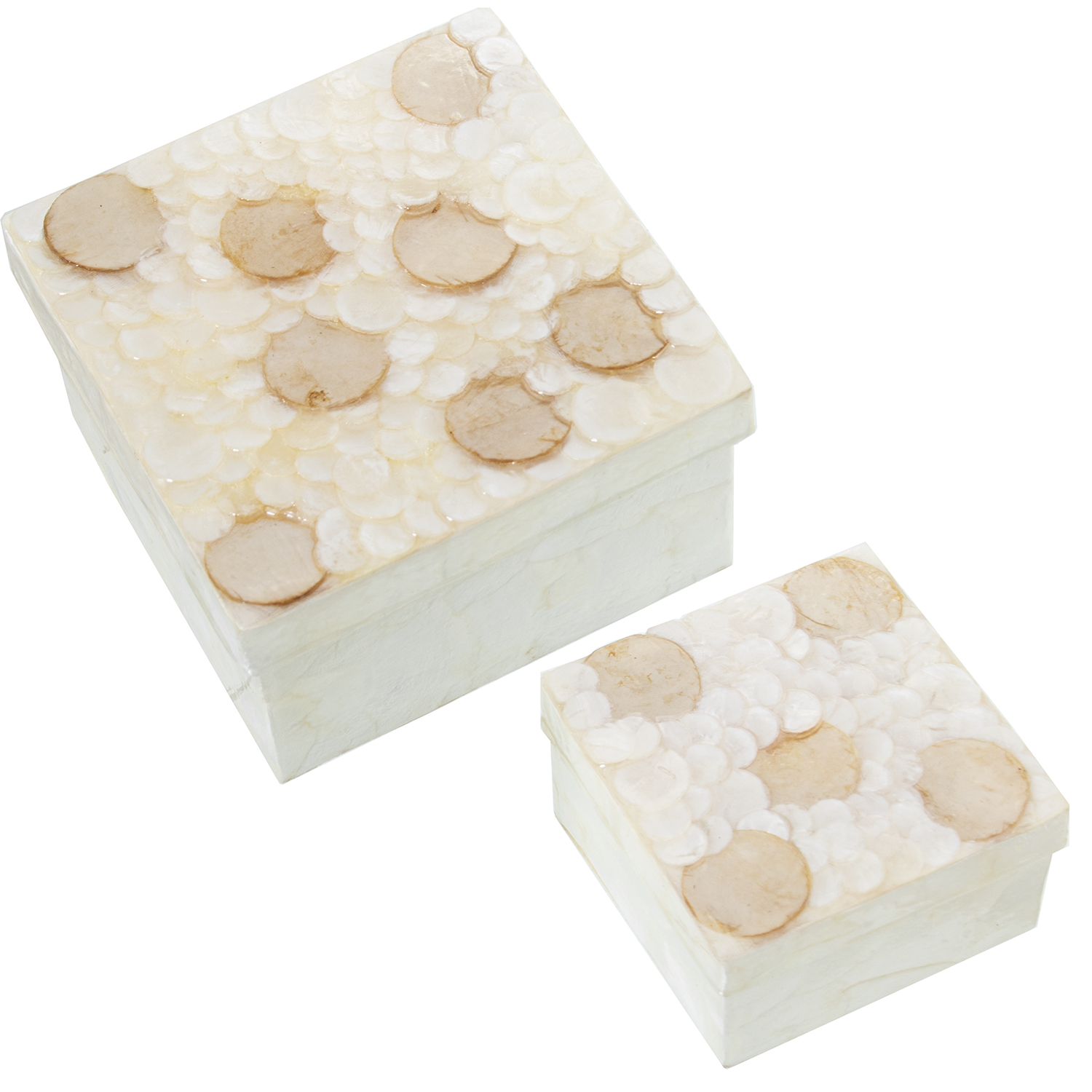 SET 2 CAJAS NÁCAR CÍRCULOS NATLOS NATURAL/TOSTADO